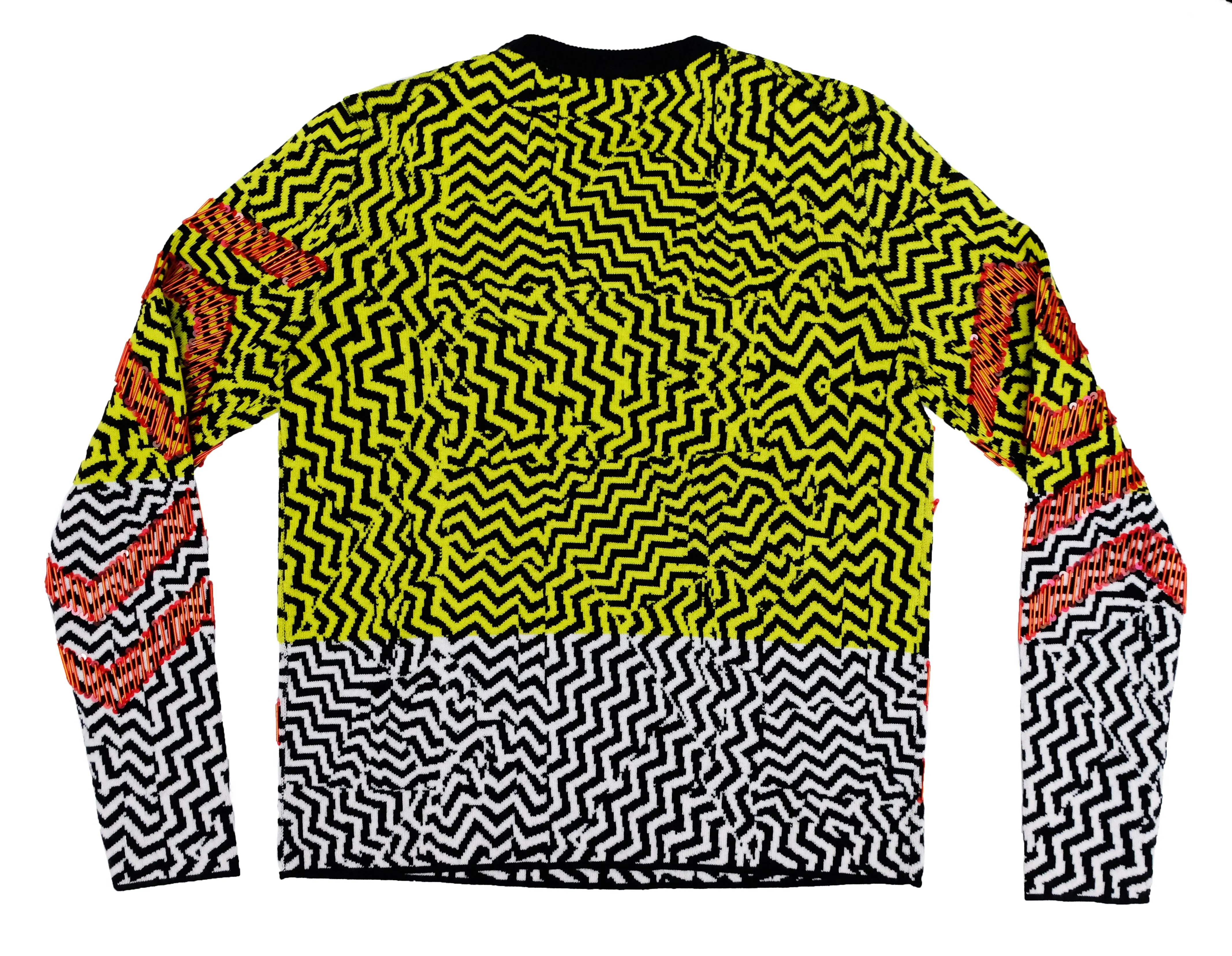 Kenzo Vintage Zigzag Jumper with Red Sequins, UK10-12
