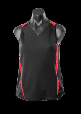 Ladies Eureka Singlet Black/Red