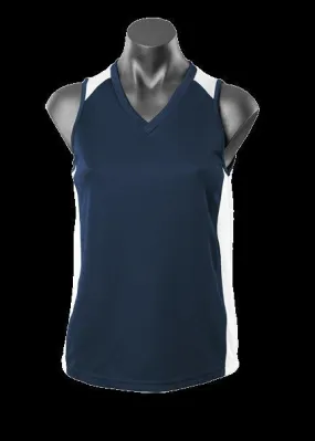 Ladies Premier Singlet Navy/White