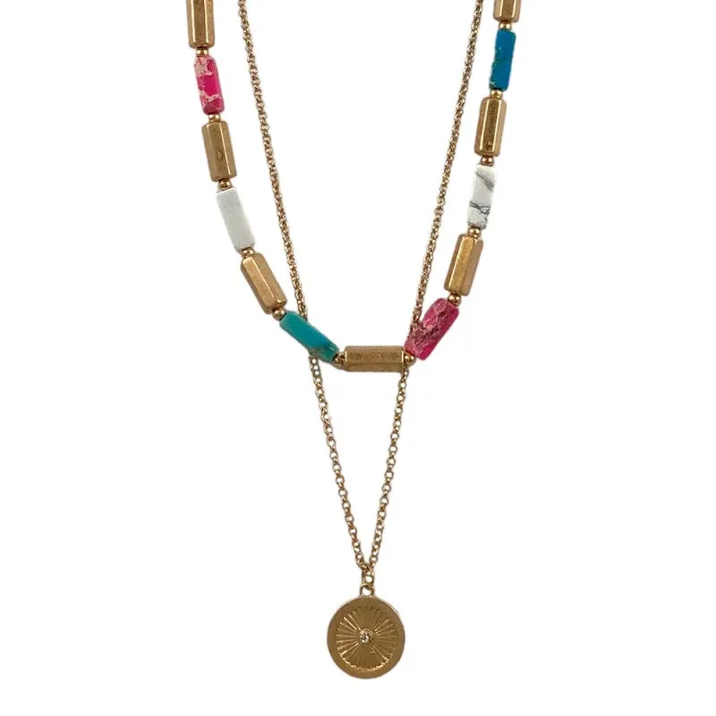 Layered Textured Coin Necklace