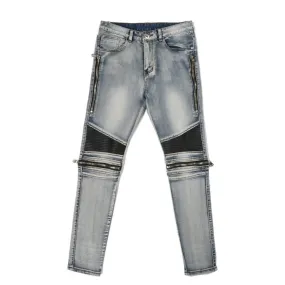 Leather Patch Denim Jeans
