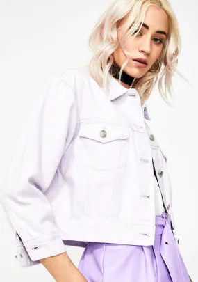 Lilac Cropped Denim Jacket