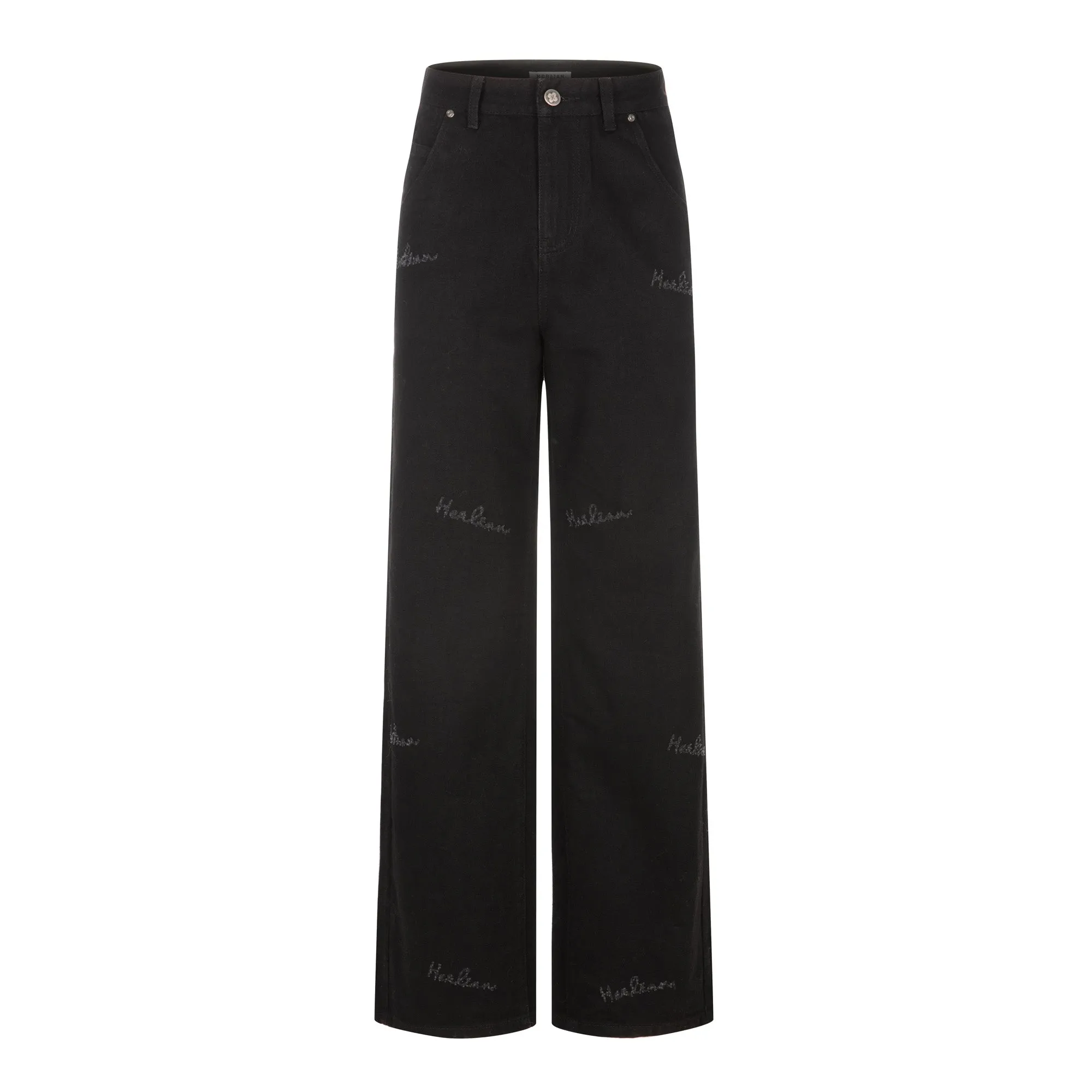 LOGO Needlepoint Dark Print Jeans in Black