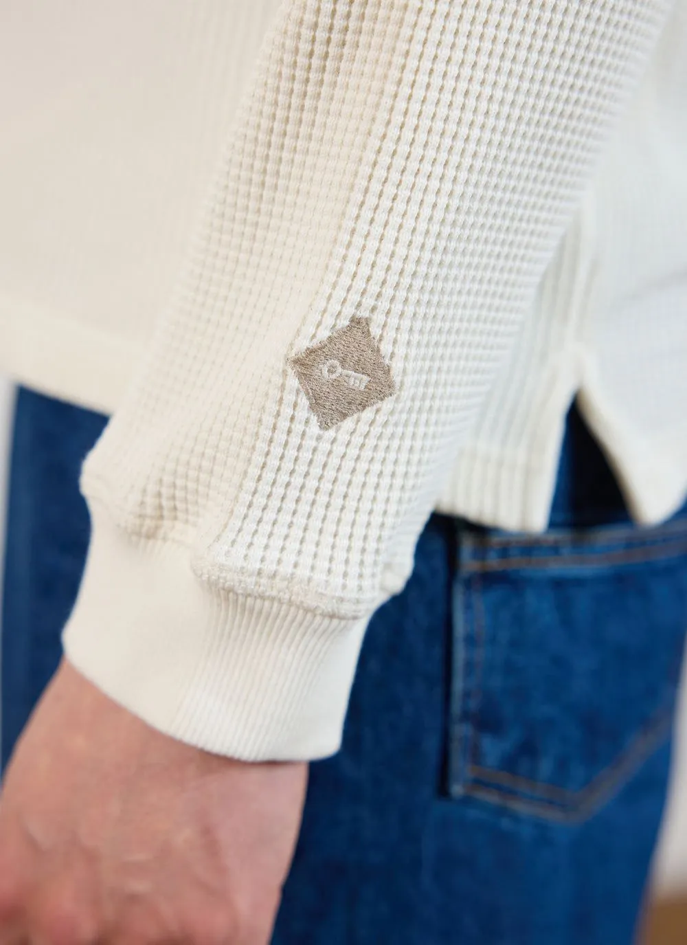 Long Sleeve T Shirt | Cotton Waffle | Ecru
