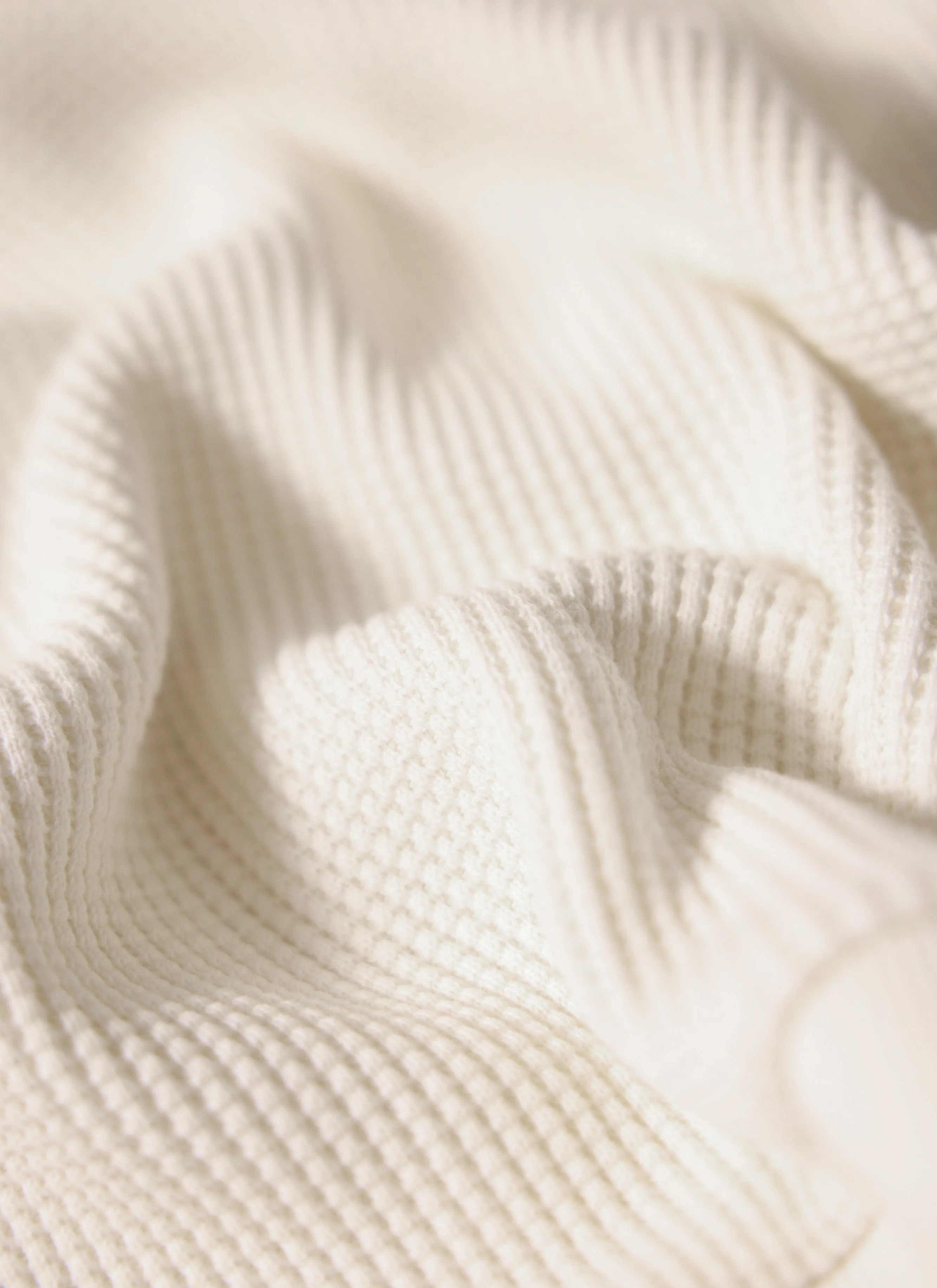 Long Sleeve T Shirt | Cotton Waffle | Ecru