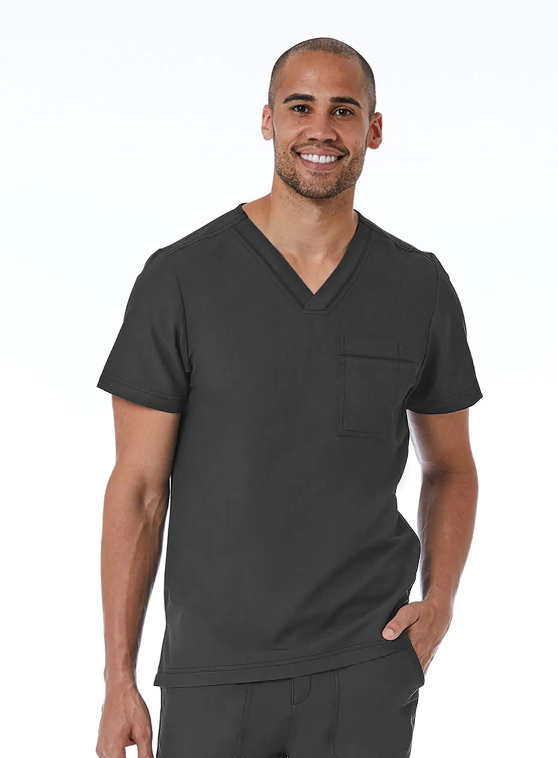 Maevn Men's Contrast Piping V-Neck Scrub Top