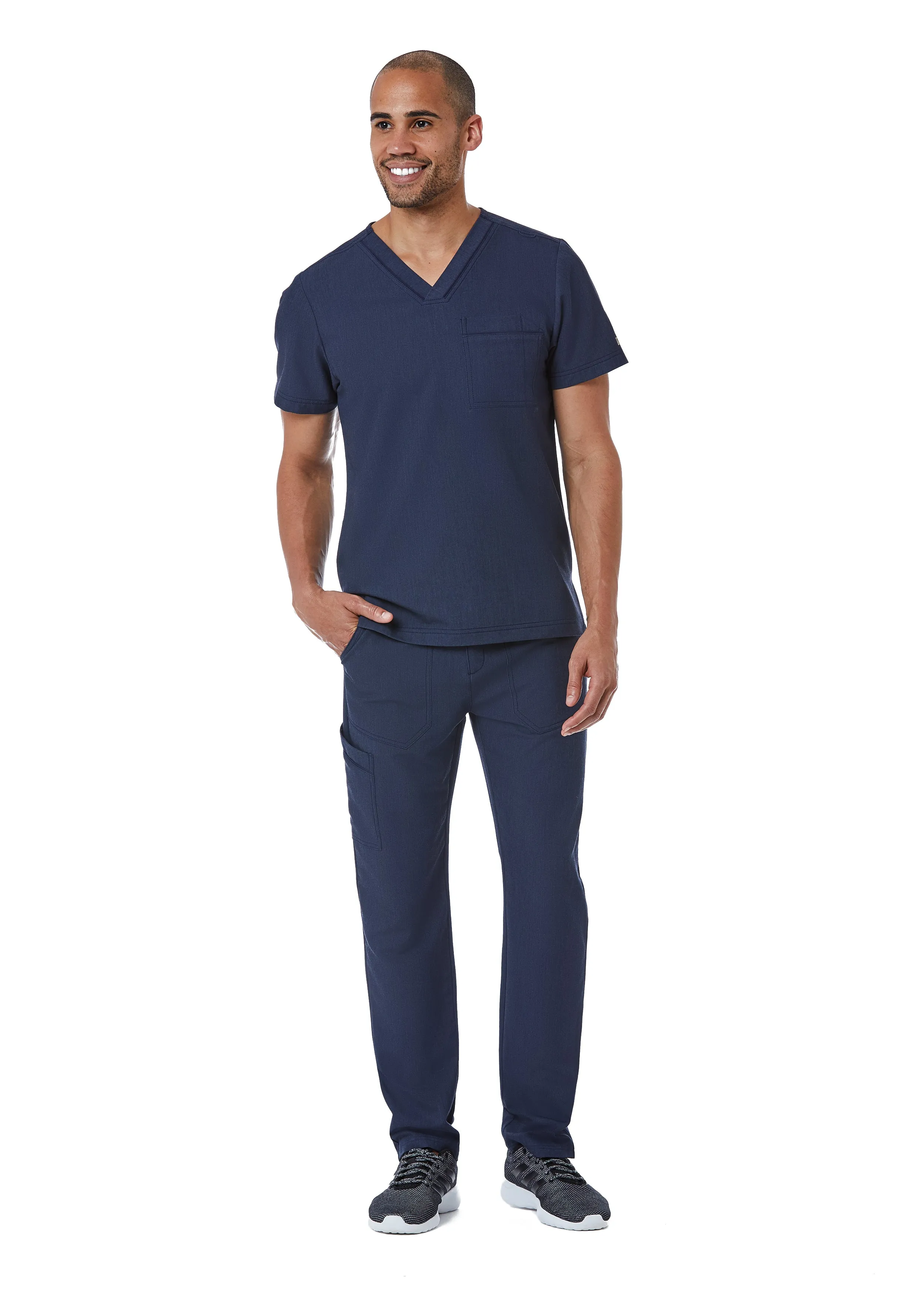 Maevn Men's Contrast Piping V-Neck Scrub Top