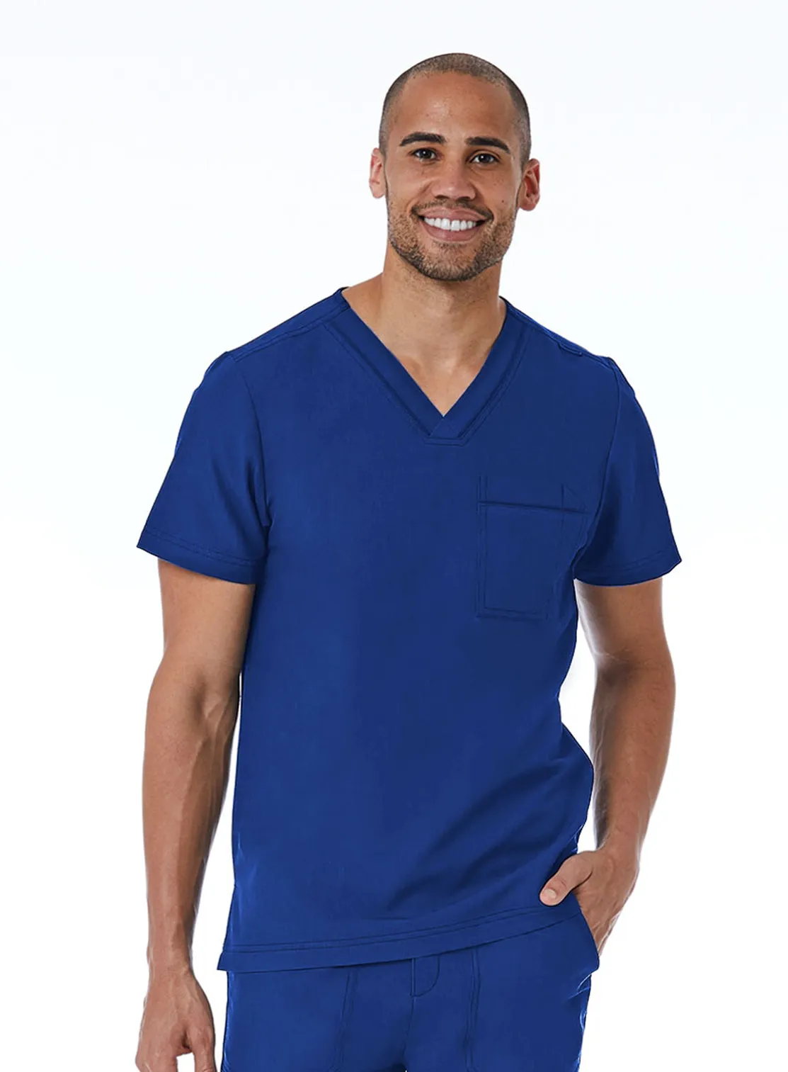 Maevn Men's Contrast Piping V-Neck Scrub Top
