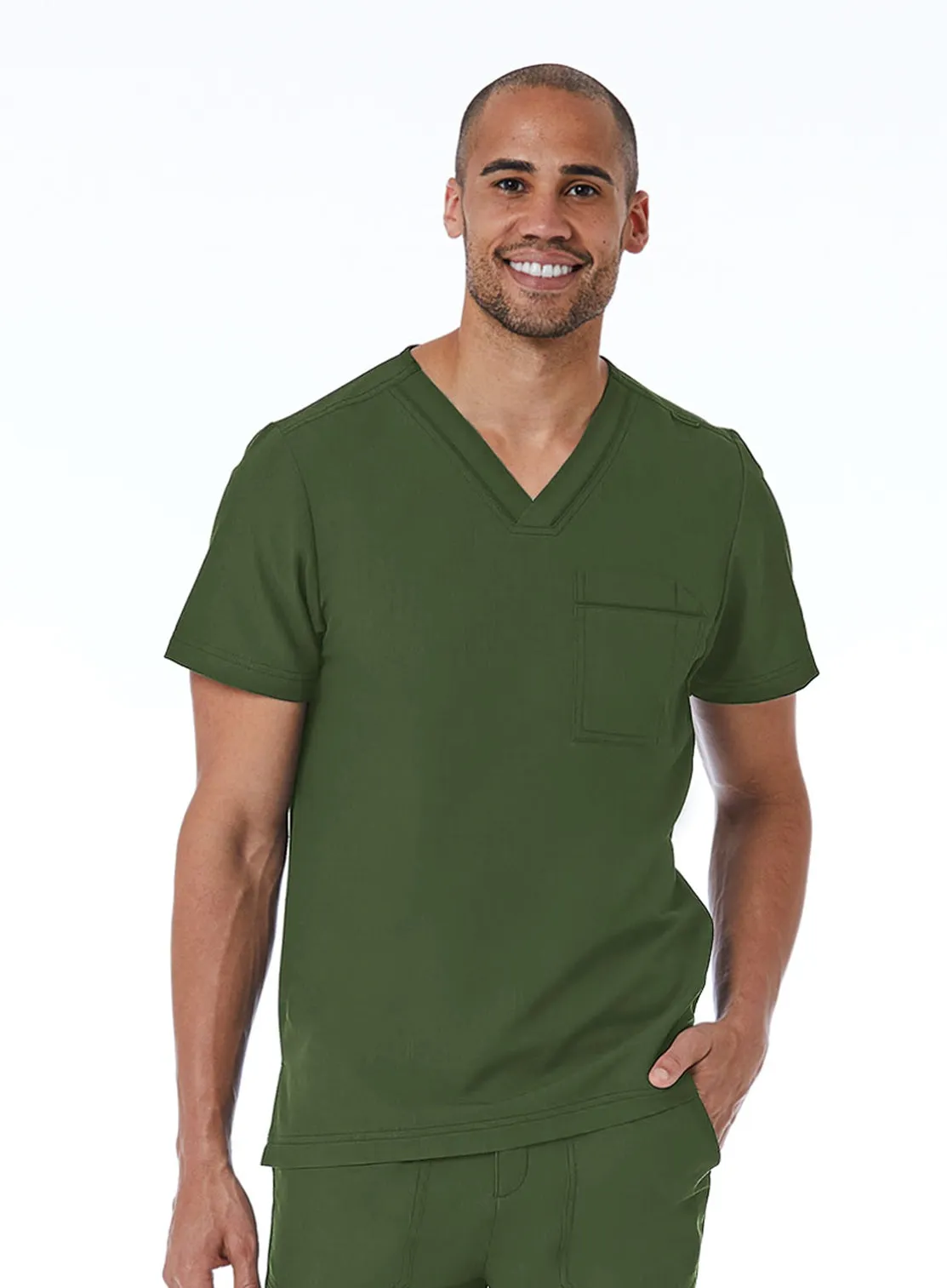 Maevn Men's Contrast Piping V-Neck Scrub Top