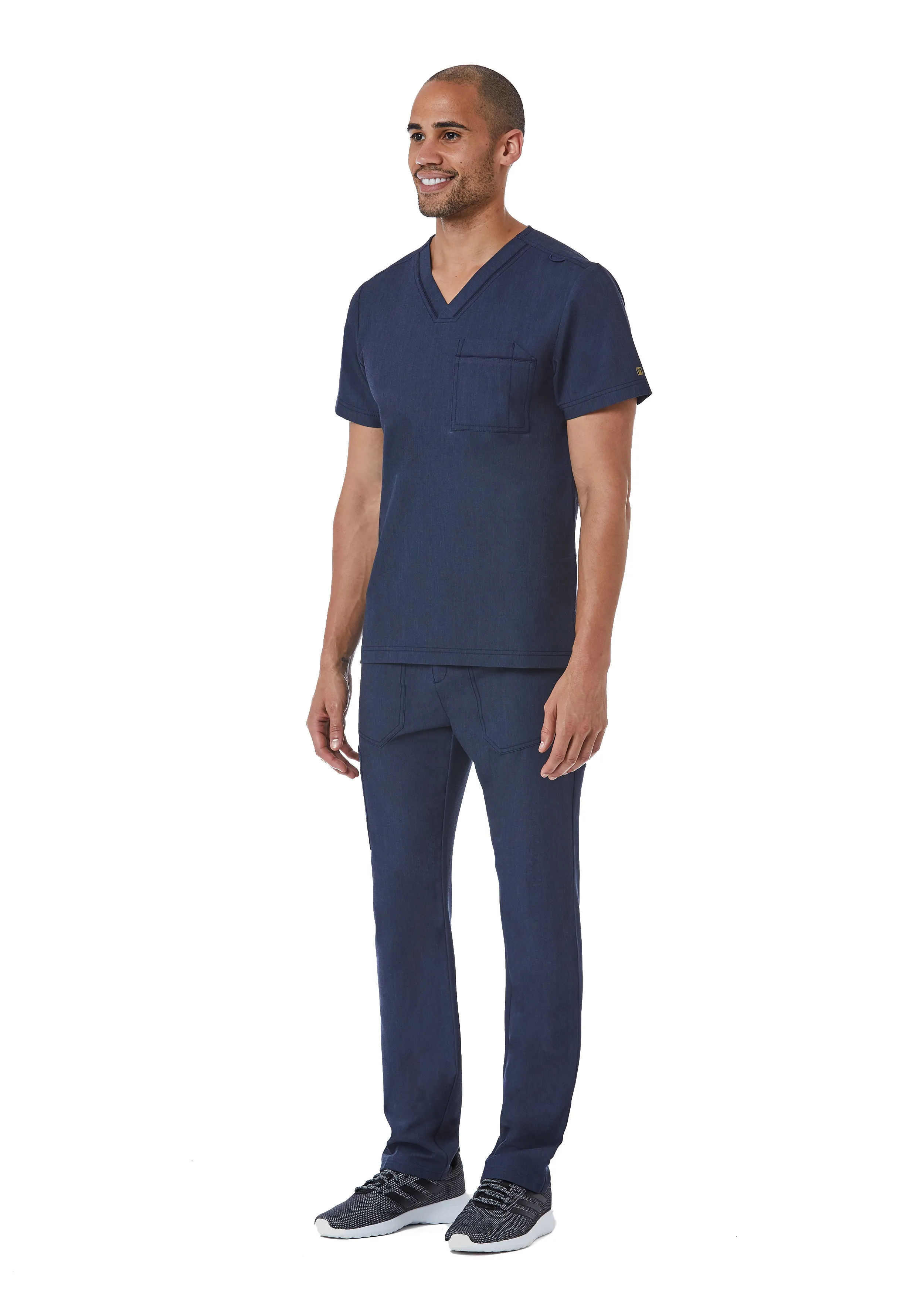 Maevn Men's Contrast Piping V-Neck Scrub Top