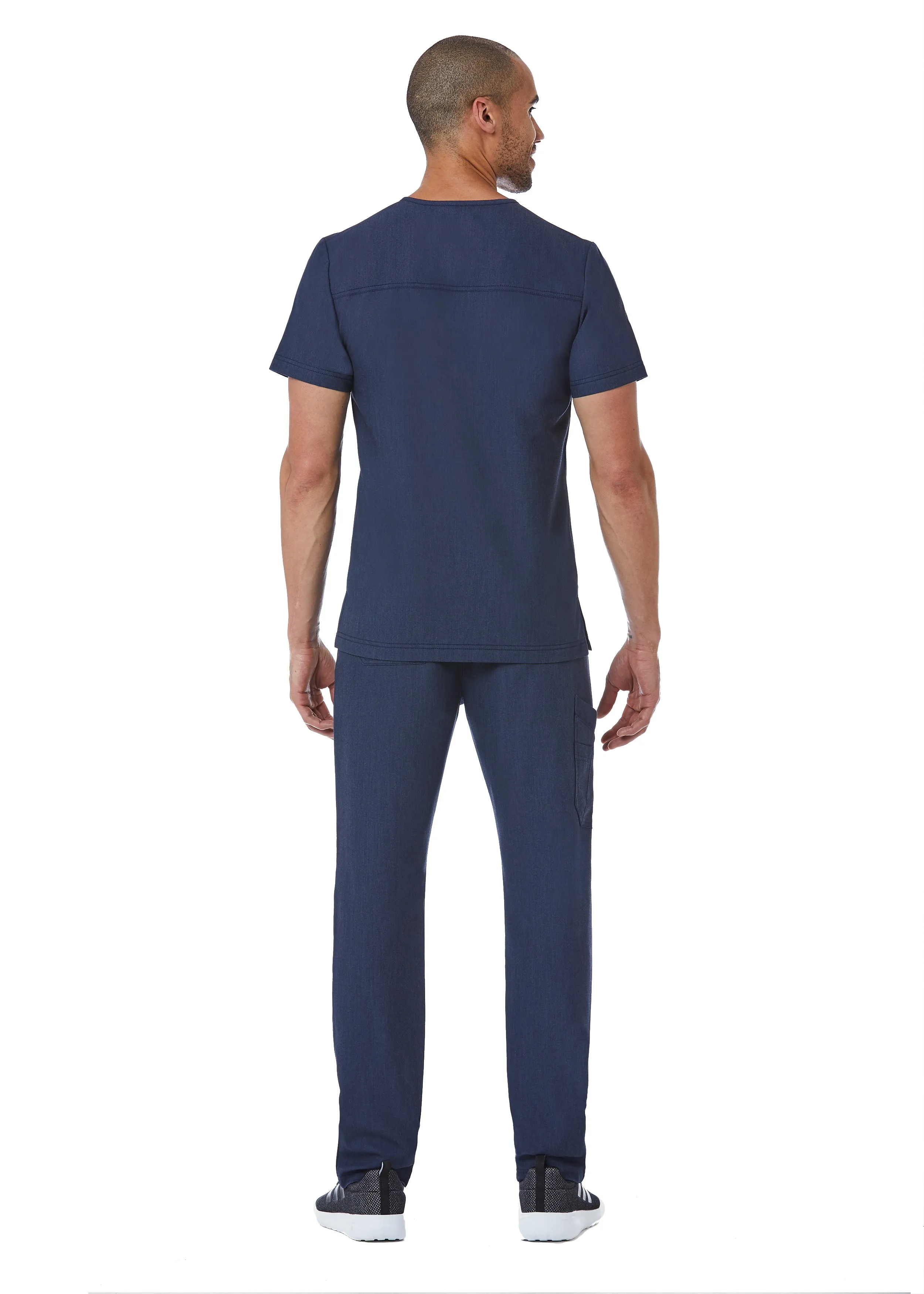 Maevn Men's Contrast Piping V-Neck Scrub Top