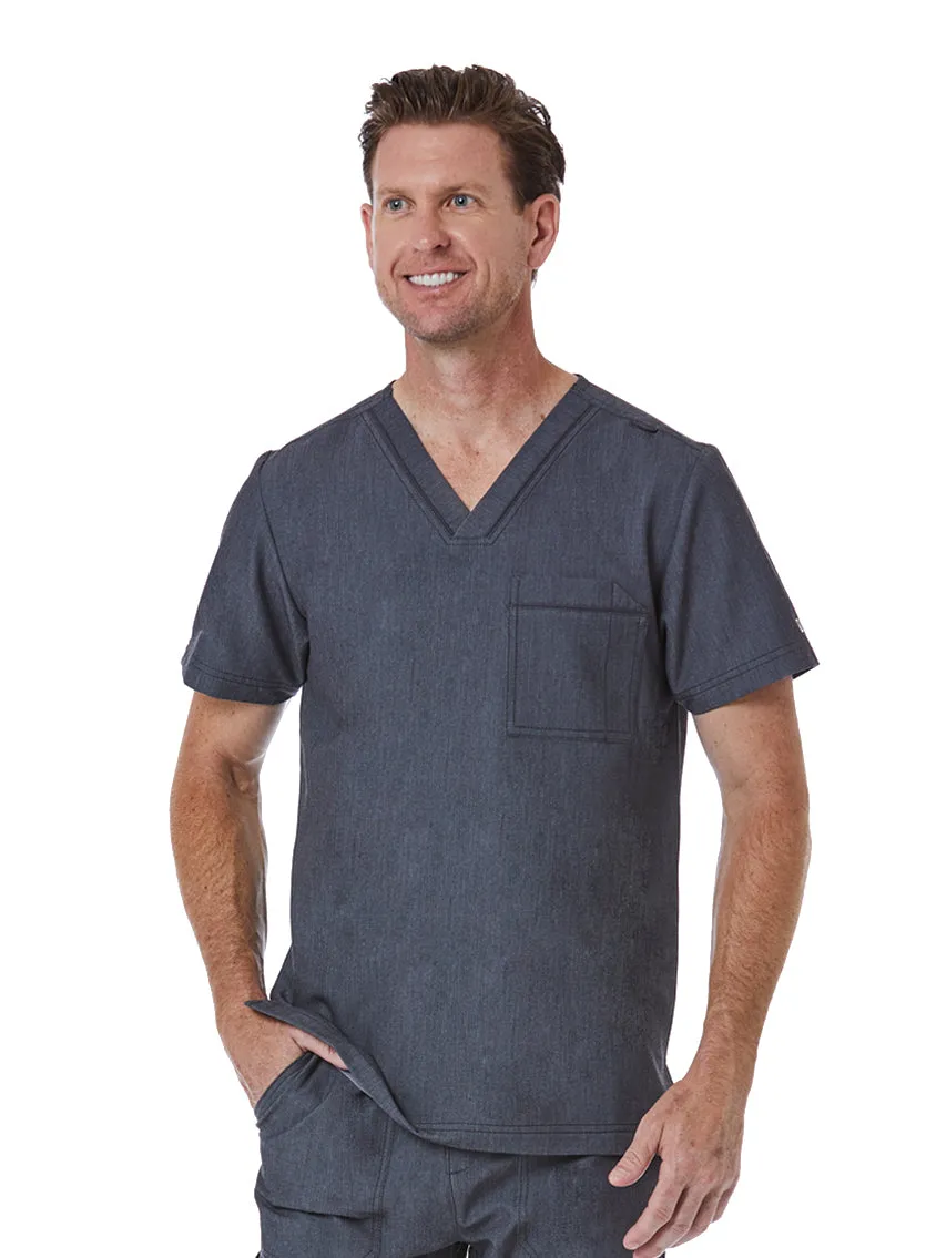 Maevn Men's Contrast Piping V-Neck Scrub Top