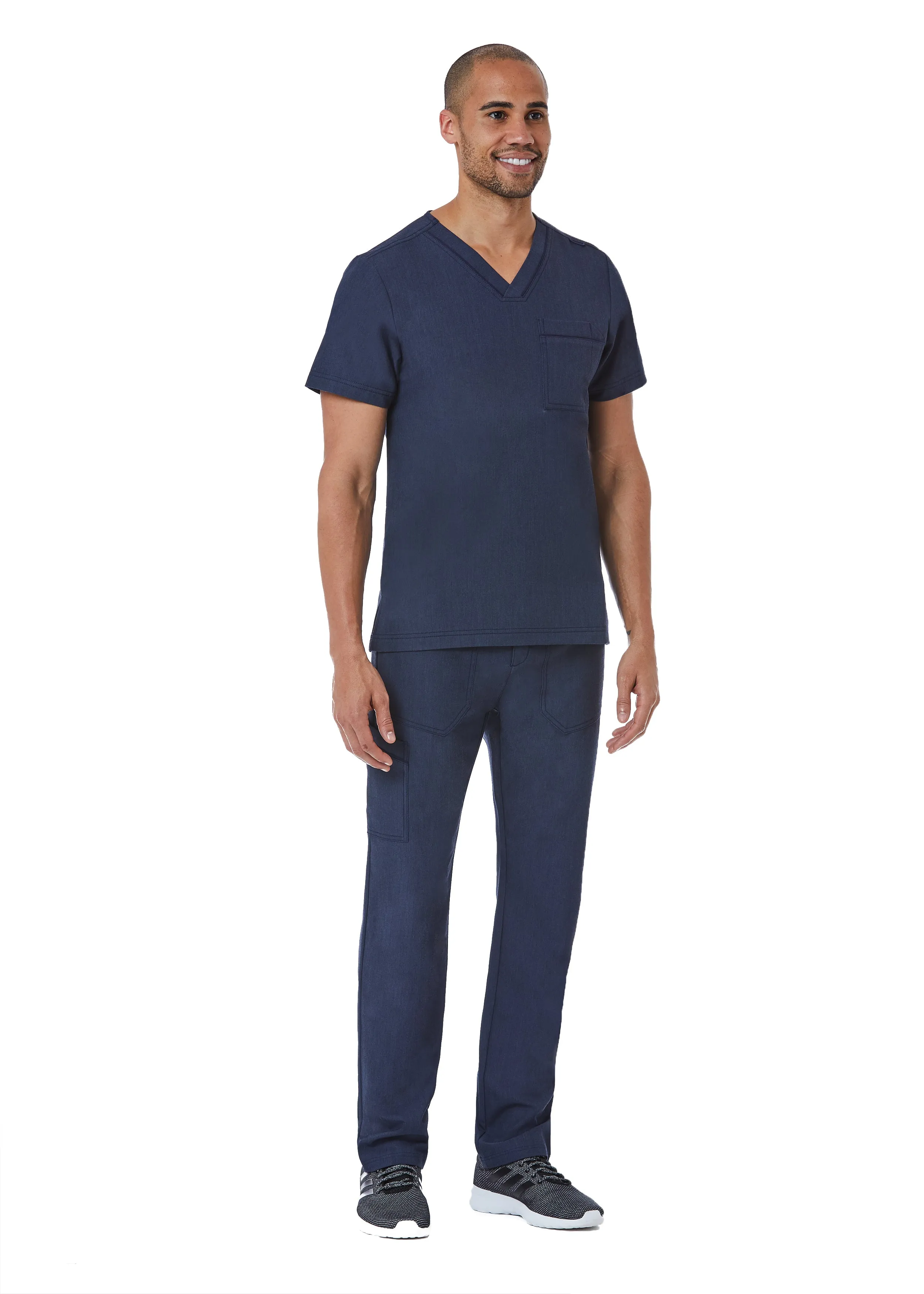 Maevn Men's Contrast Piping V-Neck Scrub Top
