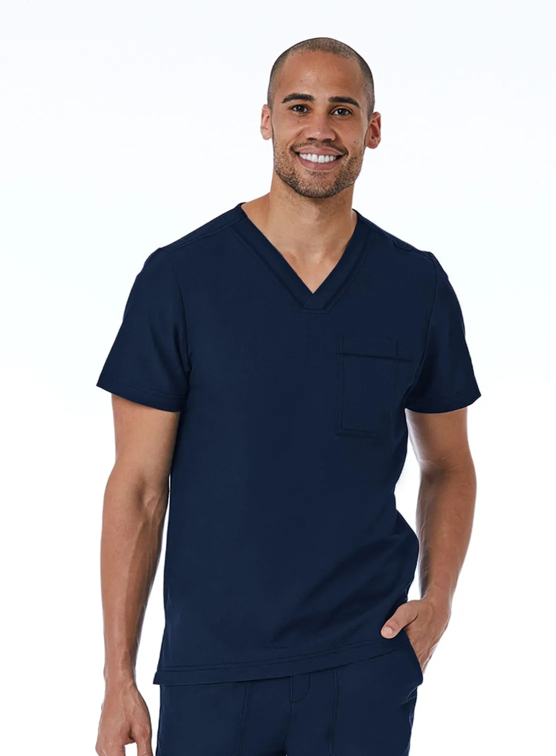 Maevn Men's Contrast Piping V-Neck Scrub Top