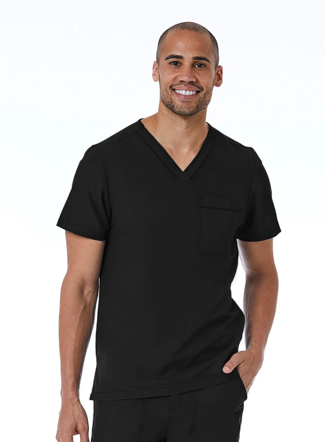 Maevn Men's Contrast Piping V-Neck Scrub Top