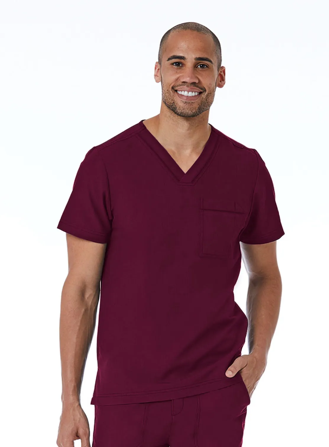 Maevn Men's Contrast Piping V-Neck Scrub Top