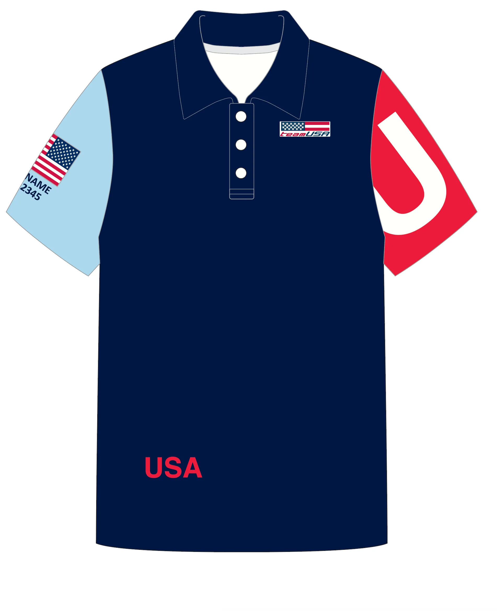 MEN POLO SHIRT TOP SHORT SLEEVE NAVY | TEAM USA | PSNLZ'D