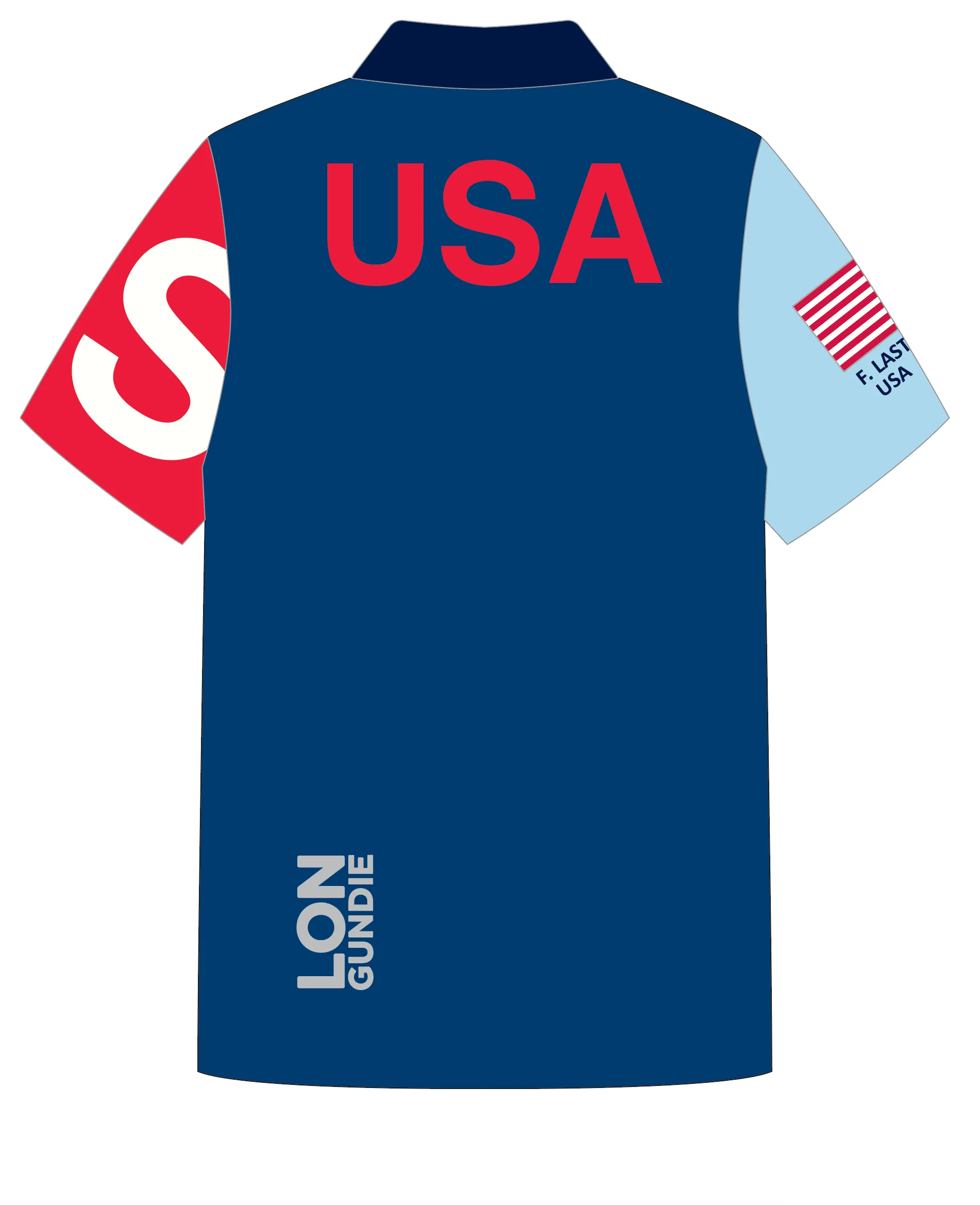 MEN POLO SHIRT TOP SHORT SLEEVE NAVY | TEAM USA | PSNLZ'D