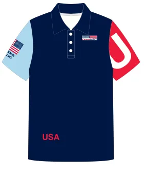 MEN POLO SHIRT TOP SHORT SLEEVE NAVY | TEAM USA | PSNLZ'D