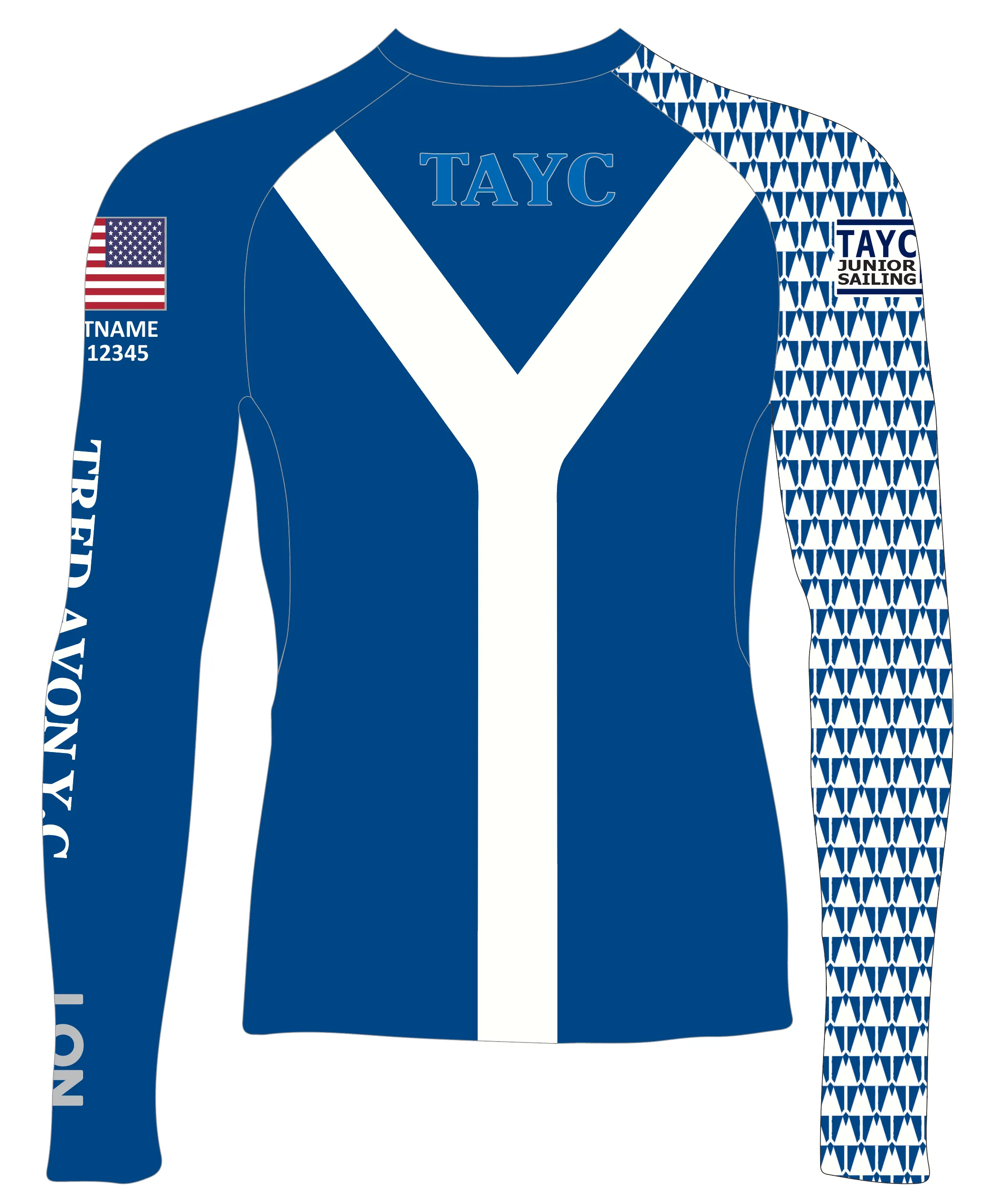 MEN RASH GUARD TOP FITTED BLUE | TRED AVON YACHT CLUB | PSNLZ'D