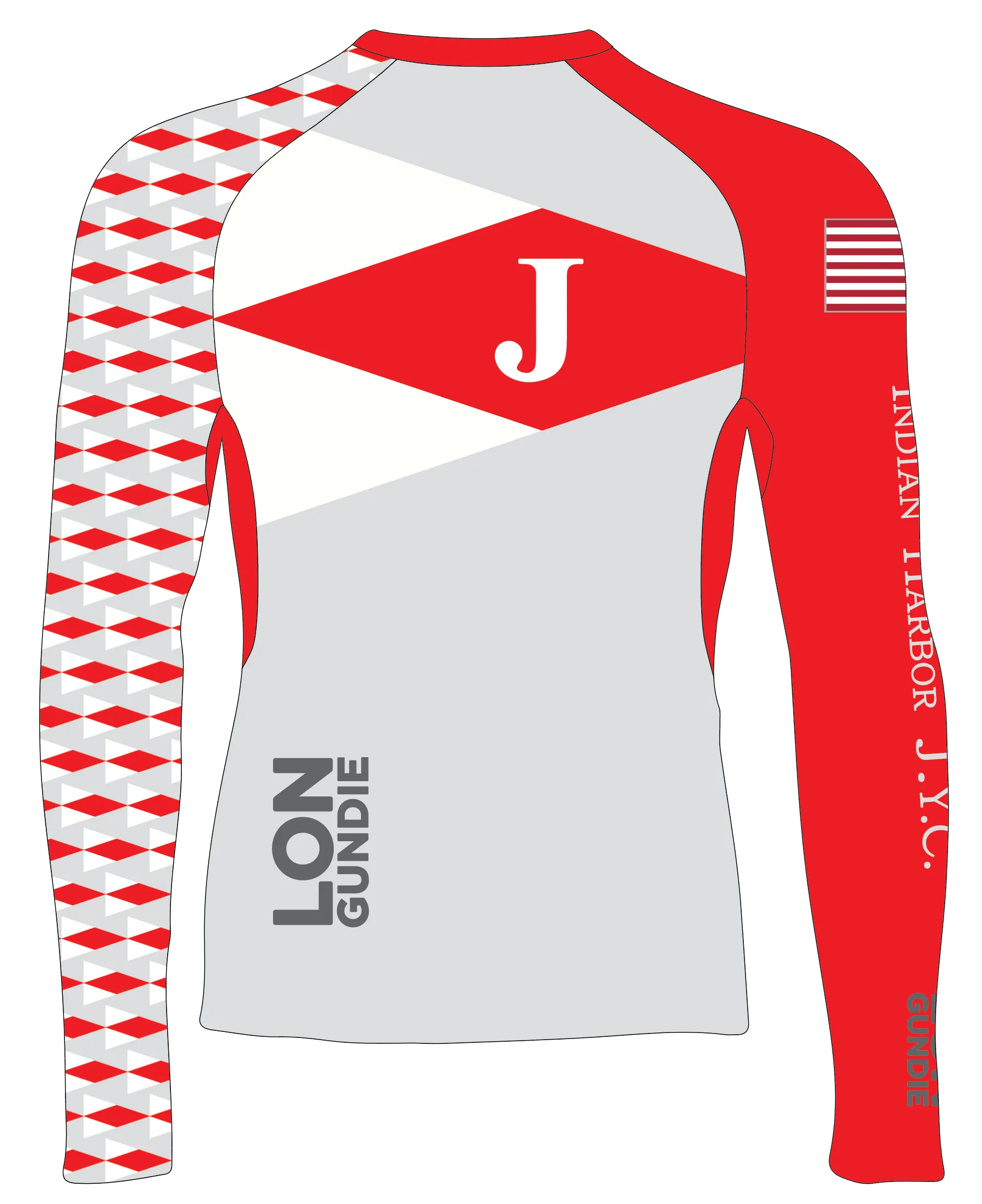 MEN RASH GUARD TOP FITTED GRAY | INDIAN HARBOR YACHT CLUB J