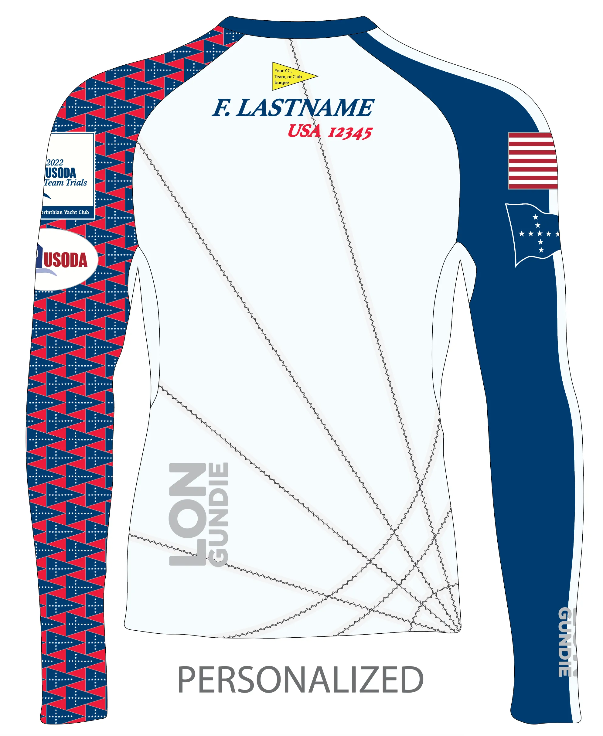 MEN RASH GUARD TOP FITTED LT BLUE | USODA TEAM TRIALS | PSNLZ'D
