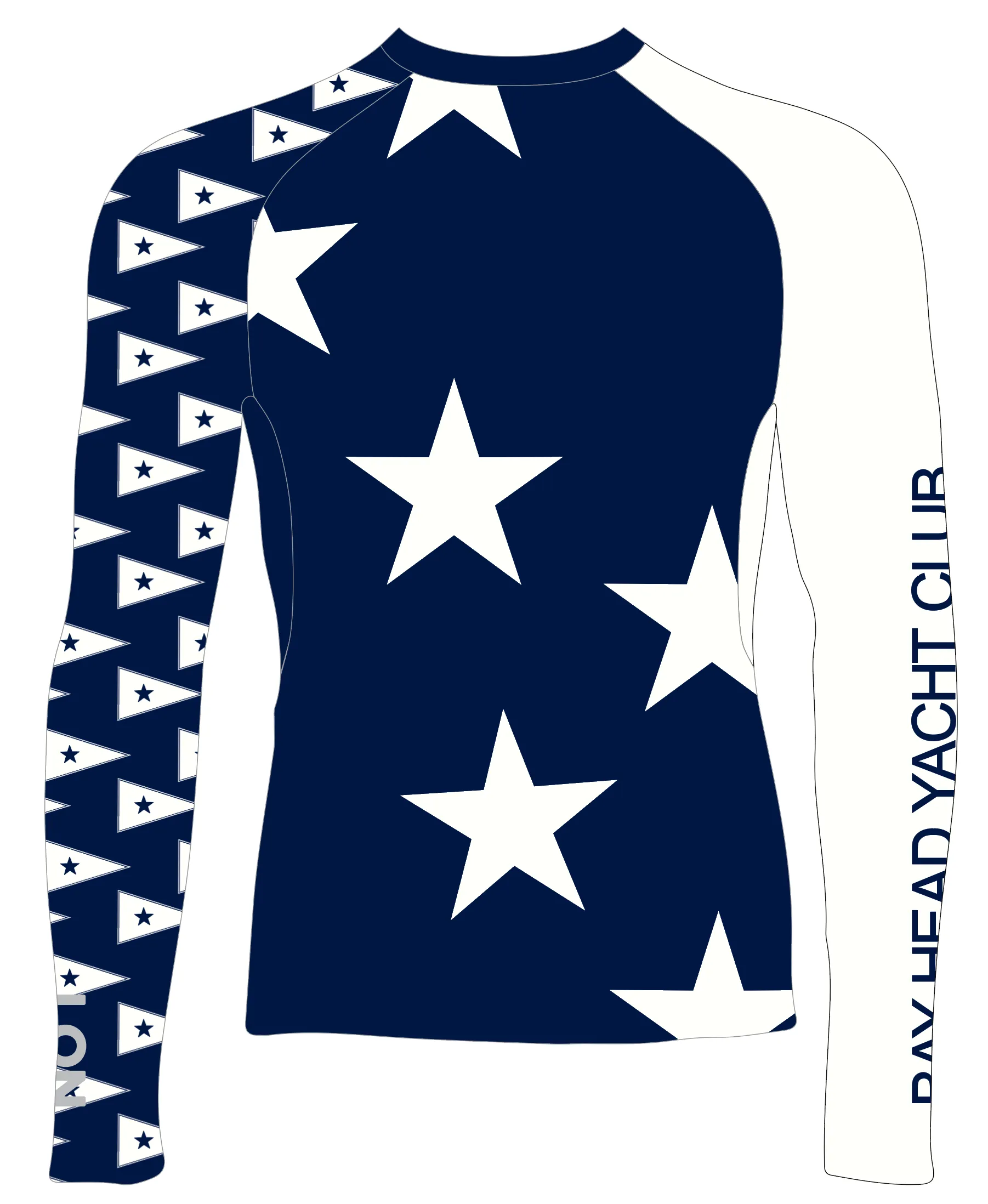 MEN RASH GUARD TOP FITTED NAVY | BAY HEAD YACHT CLUB