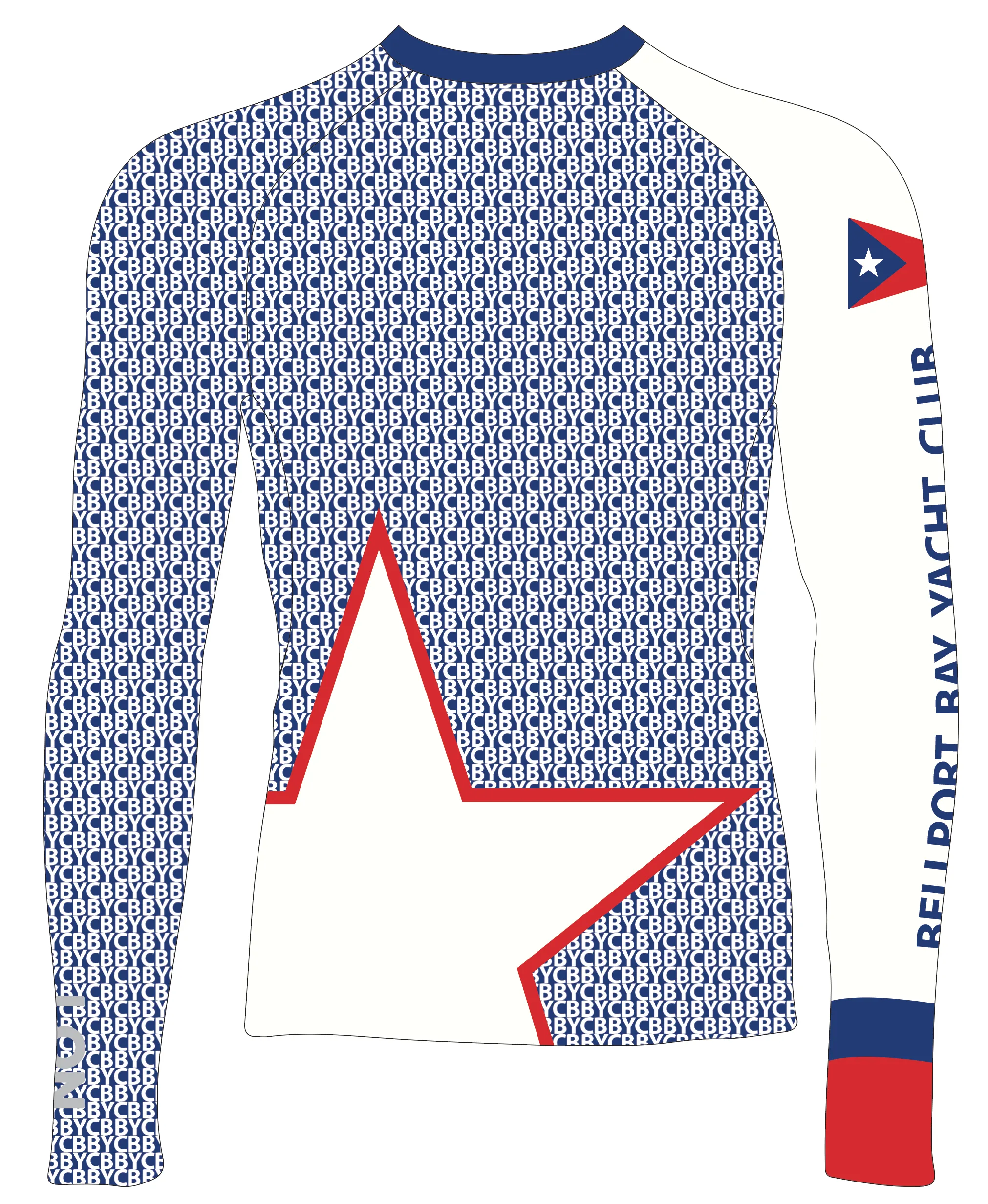 MEN RASH GUARD TOP LONG SLEEVE BLUE | BELLPORT BAY YC