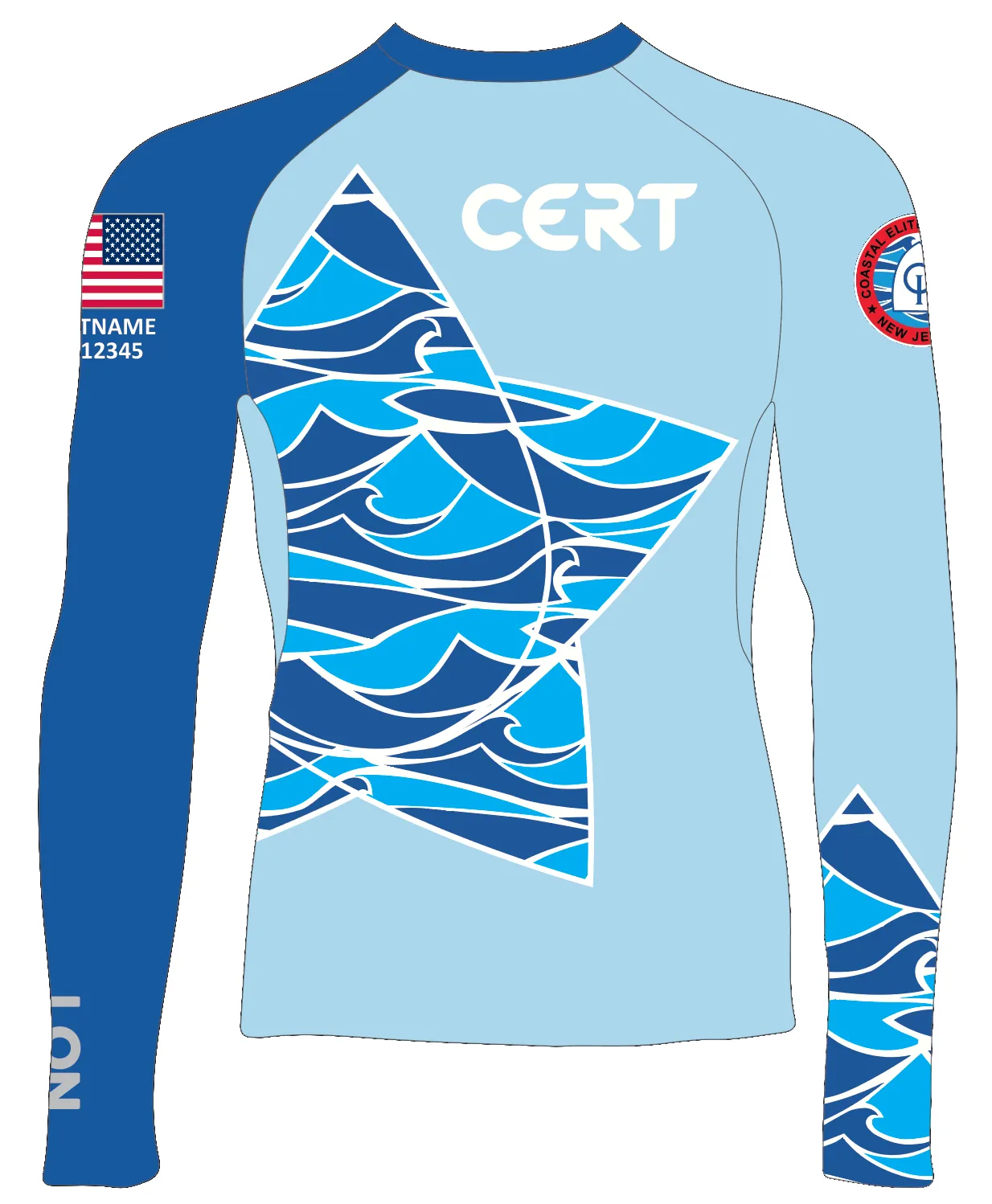 MEN RASH GUARD TOP LONG SLEEVE BLUE | CERT | PSNLZ'D
