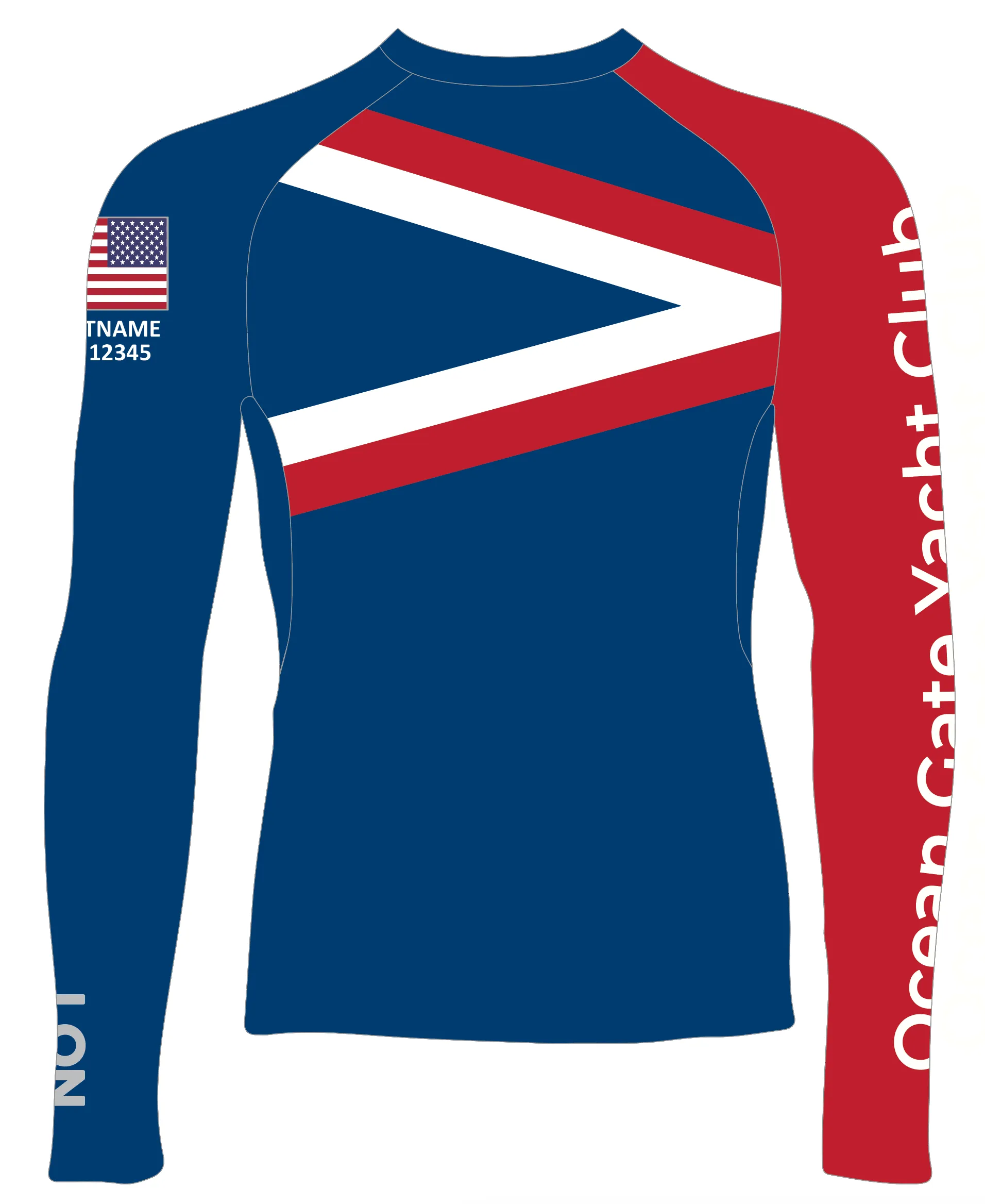 MEN RASH GUARD TOP LONG SLEEVE BLUE | OCEAN GATE YACHT CLUB | PSNLZ'D