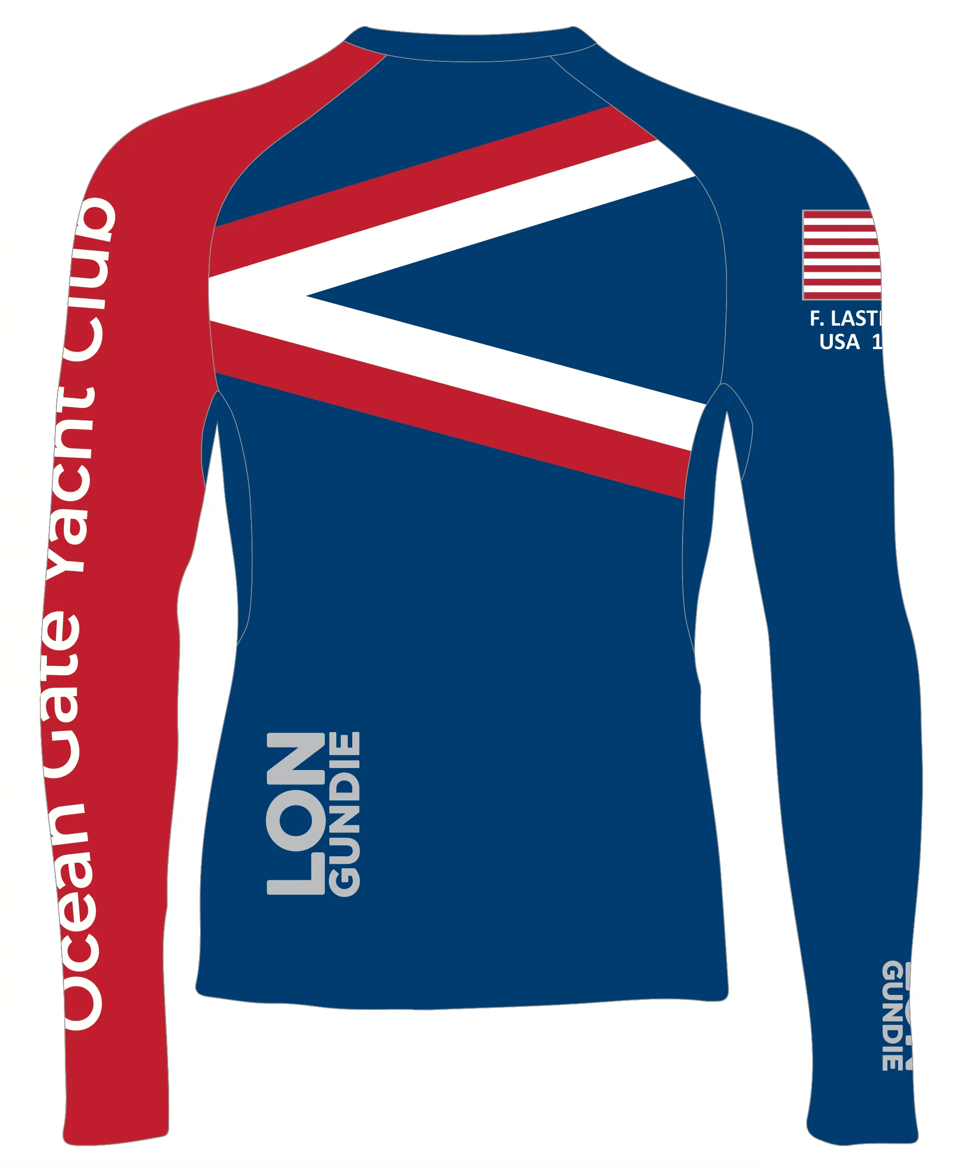 MEN RASH GUARD TOP LONG SLEEVE BLUE | OCEAN GATE YACHT CLUB | PSNLZ'D