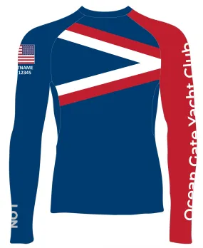 MEN RASH GUARD TOP LONG SLEEVE BLUE | OCEAN GATE YACHT CLUB | PSNLZ'D