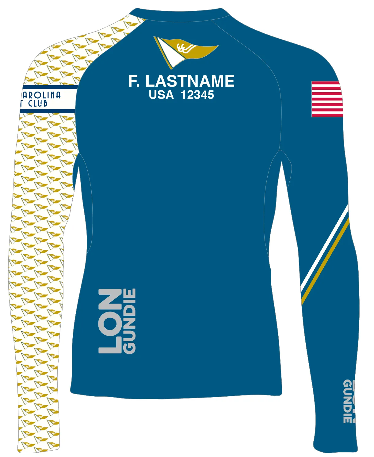 MEN RASH GUARD TOP LONG SLEEVE BLUE | SOUTH CAROLINA YACHT CLUB | PSNLZ'D