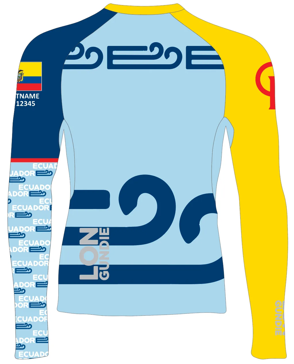 MEN RASH GUARD TOP LONG SLEEVE BLUE | TEAM ECUADOR OPTIMIST | PSNLZ'D