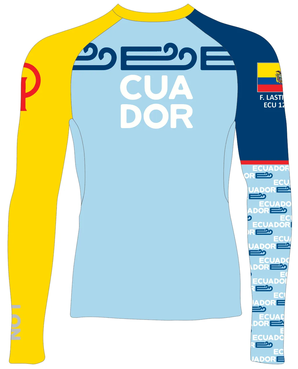 MEN RASH GUARD TOP LONG SLEEVE BLUE | TEAM ECUADOR OPTIMIST | PSNLZ'D