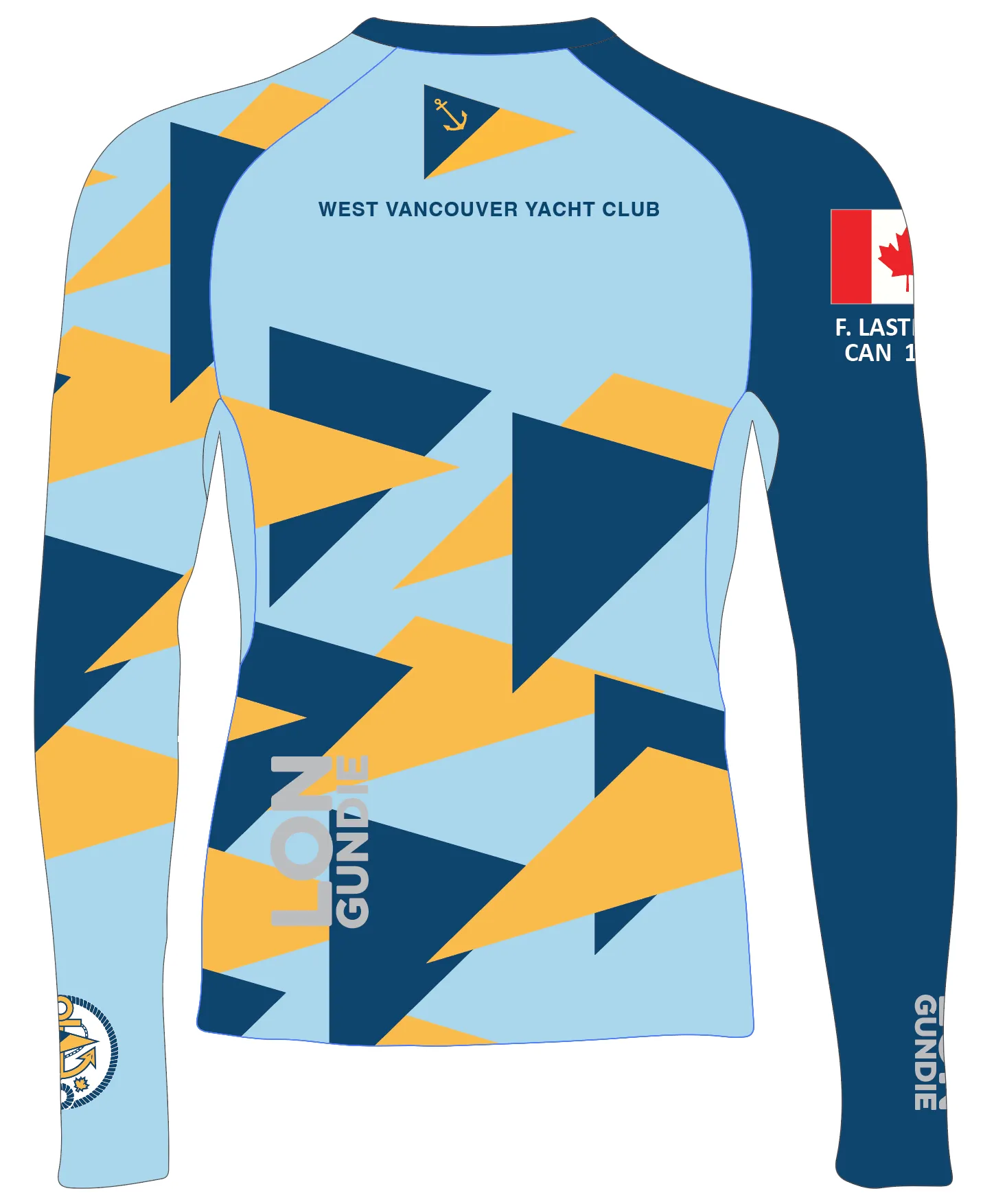 MEN RASH GUARD TOP LONG SLEEVE BLUE | WEST VANCOUVER YACHT CLUB | PSNLZ'D