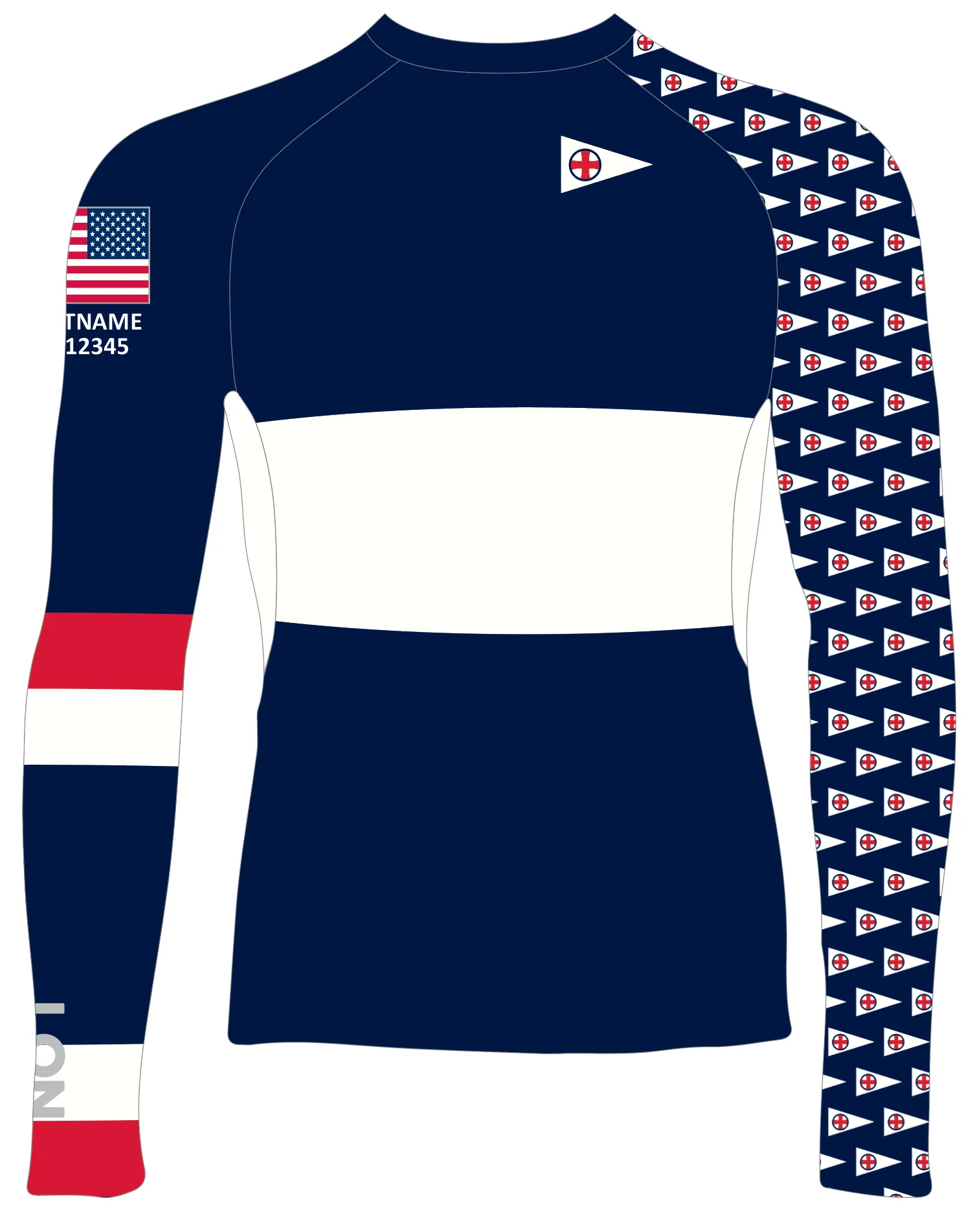 MEN RASH GUARD TOP LONG SLEEVE NAVY | EAU GALLIE YACHT CLUB | PSNLZ'D