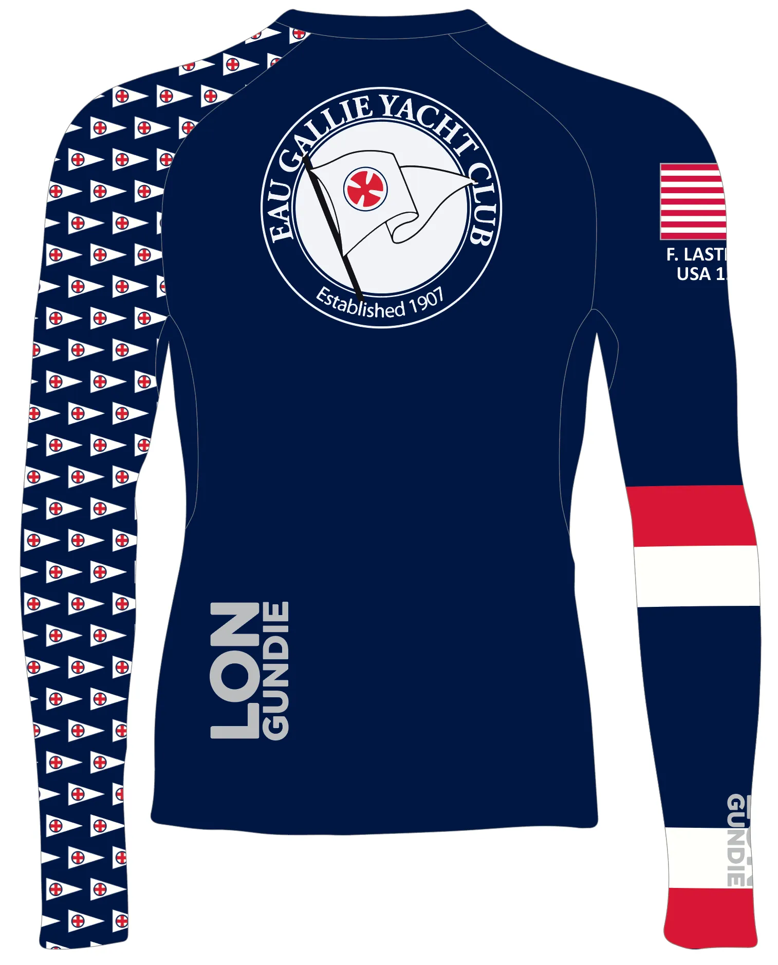 MEN RASH GUARD TOP LONG SLEEVE NAVY | EAU GALLIE YACHT CLUB | PSNLZ'D