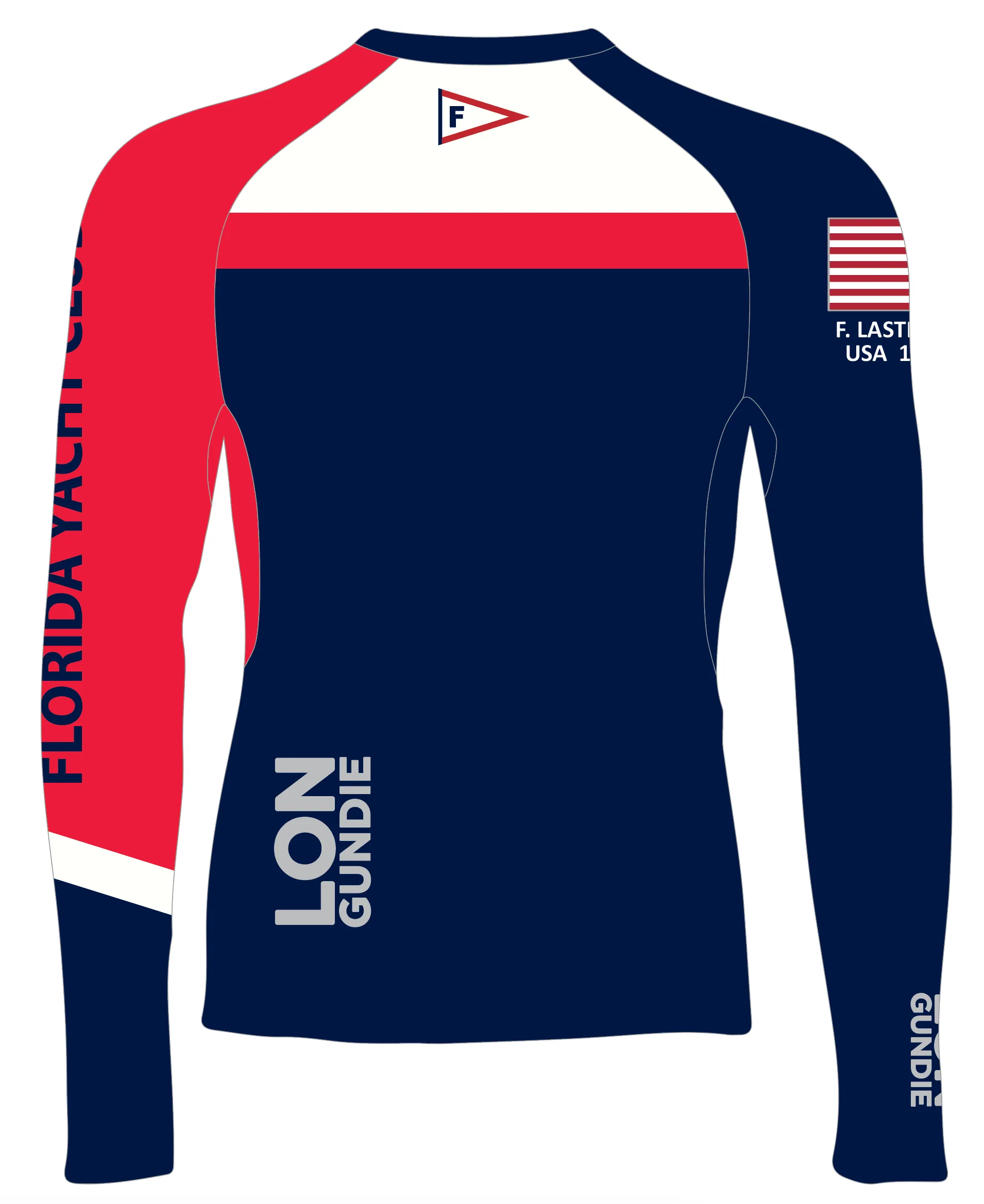 MEN RASH GUARD TOP LONG SLEEVE NAVY | FLORIDA YACHT CLUB | PSNLZ'D