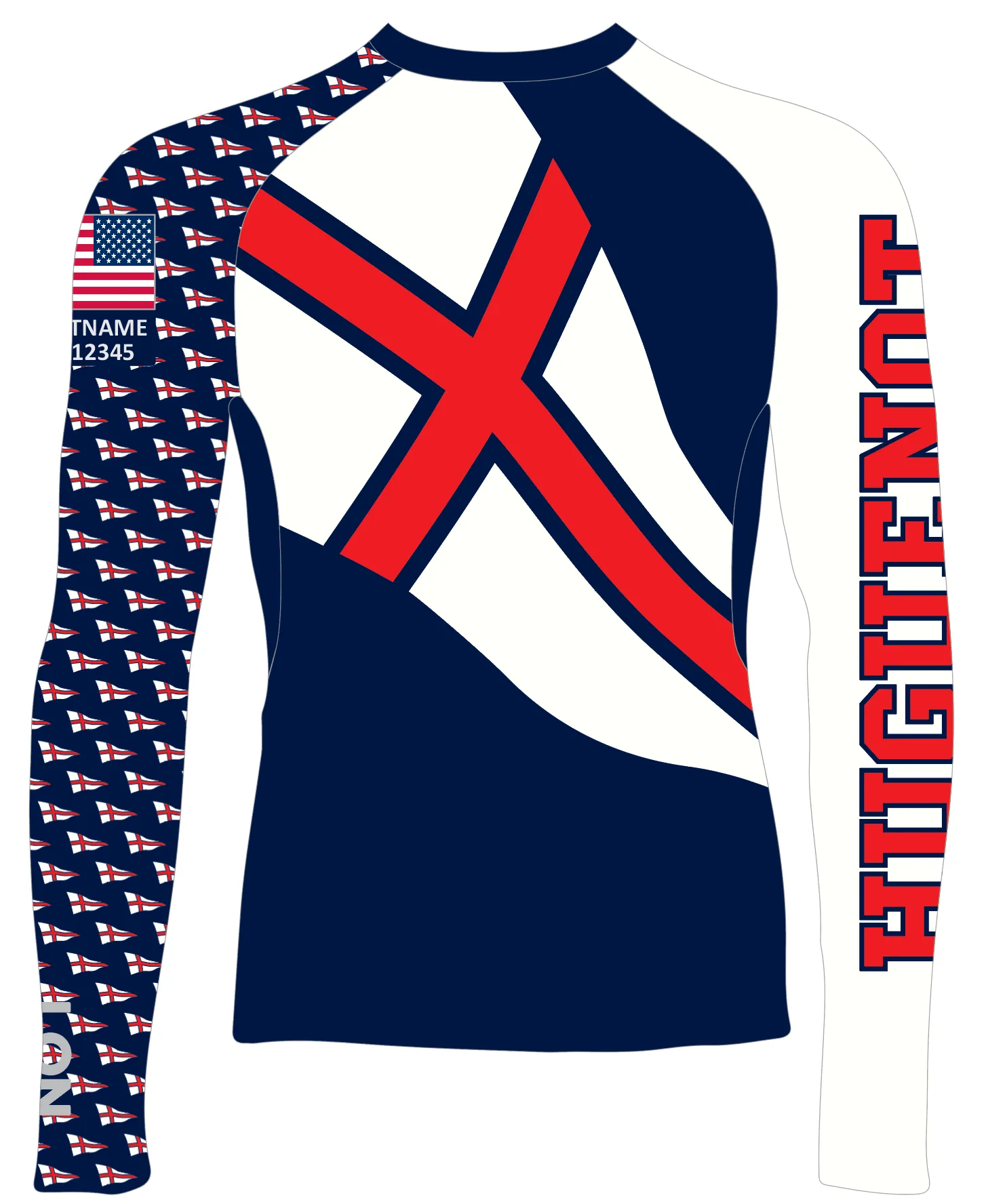 MEN RASH GUARD TOP LONG SLEEVE NAVY |  HUGUENOT YACHT CLUB | PSNLZ'D
