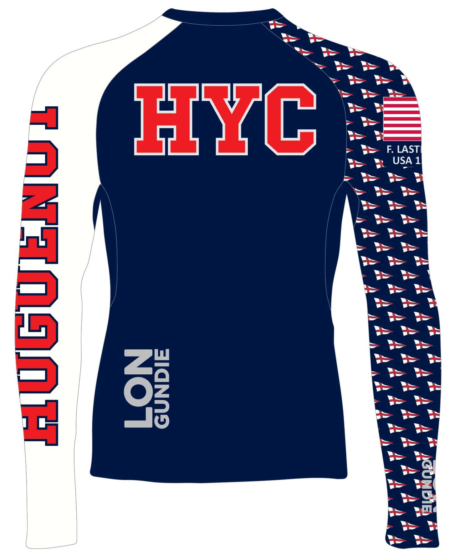 MEN RASH GUARD TOP LONG SLEEVE NAVY |  HUGUENOT YACHT CLUB | PSNLZ'D