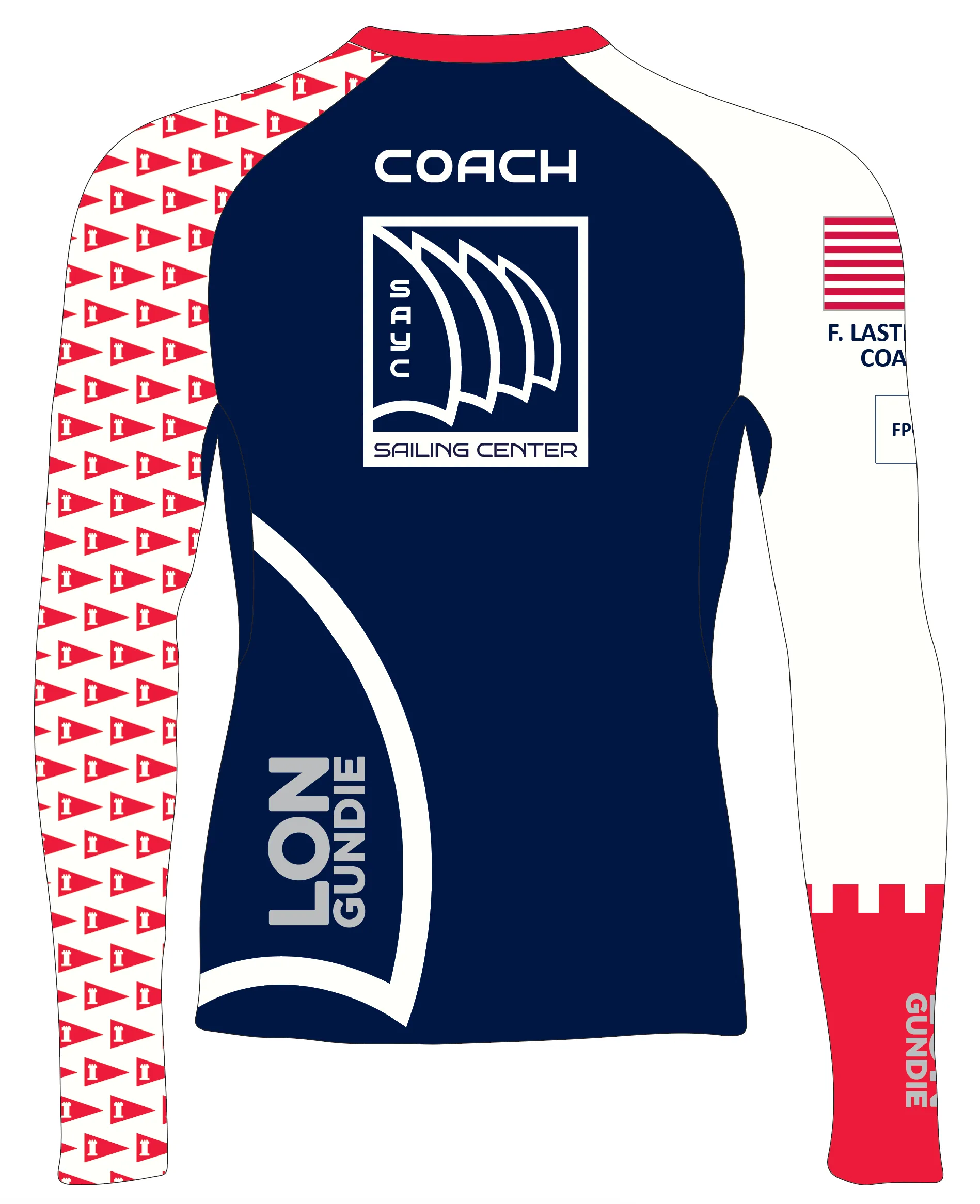 MEN RASH GUARD TOP LONG SLEEVE NAVY | ST. AUGUSTINE YC - COACH | PSNLZ'D