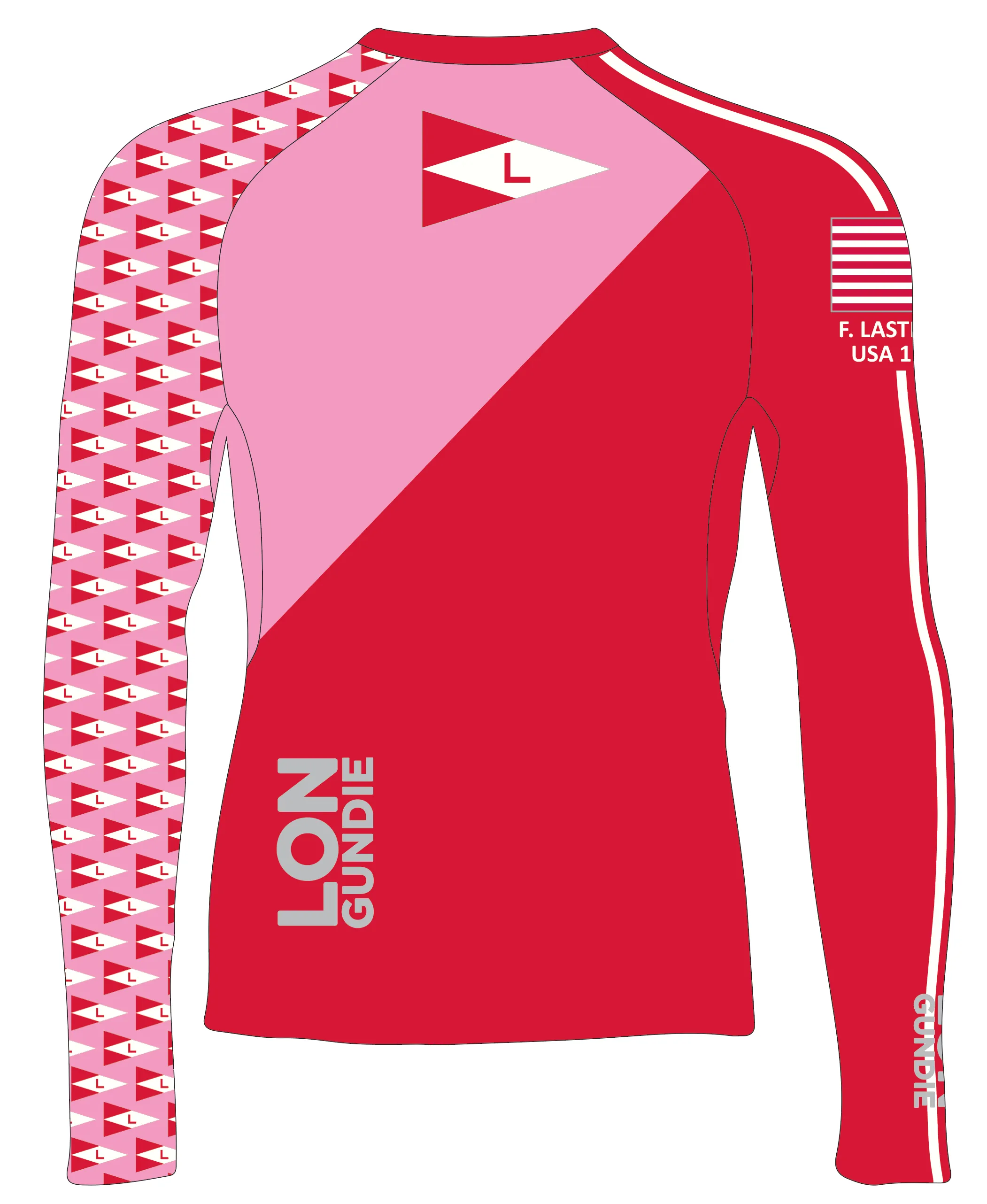MEN RASH GUARD TOP LONG SLEEVE PINK | LAVALLETTE YC | PSNLZ'D