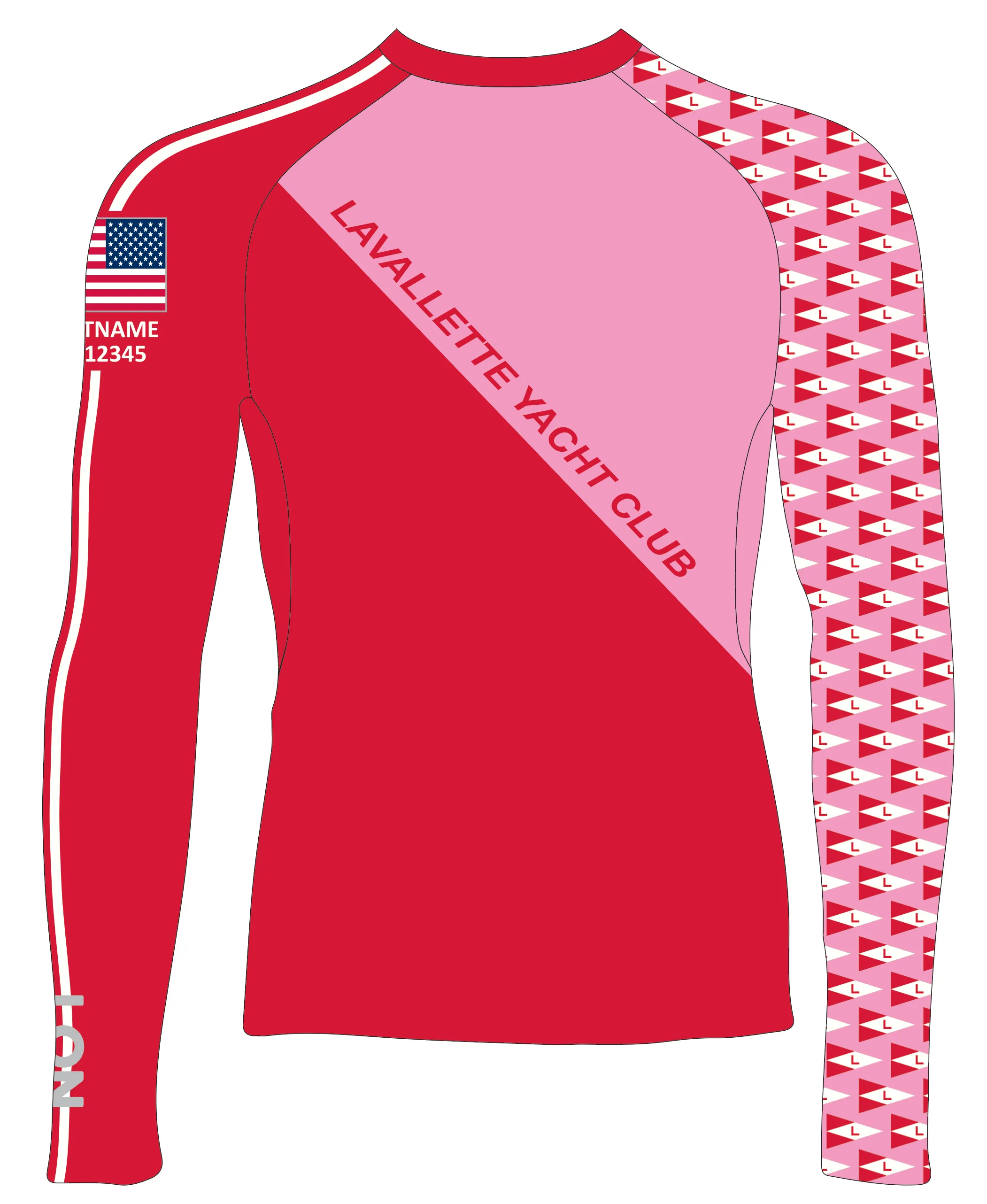 MEN RASH GUARD TOP LONG SLEEVE PINK | LAVALLETTE YC | PSNLZ'D