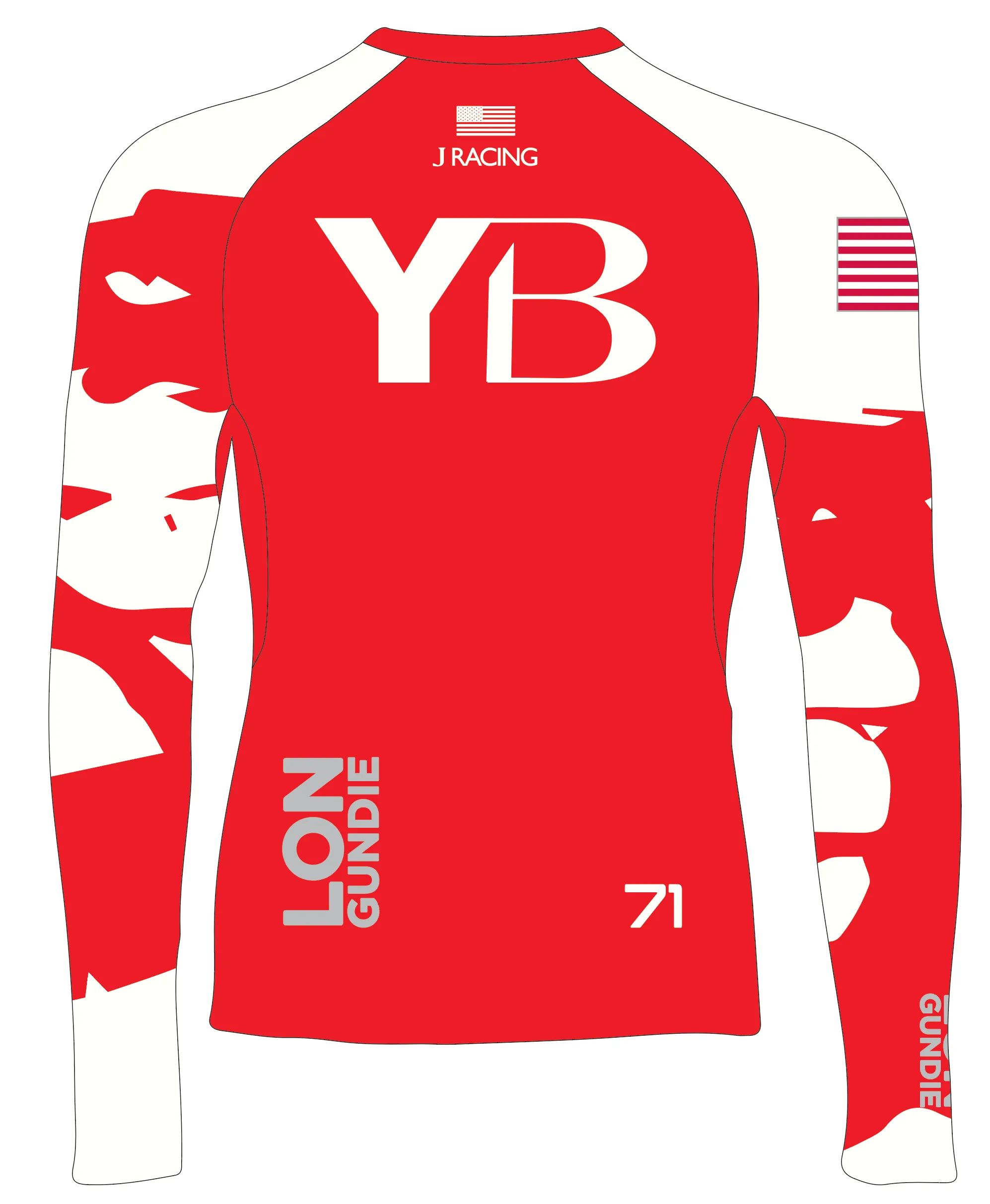 MEN RASH GUARD TOP LONG SLEEVE RED | J RACING
