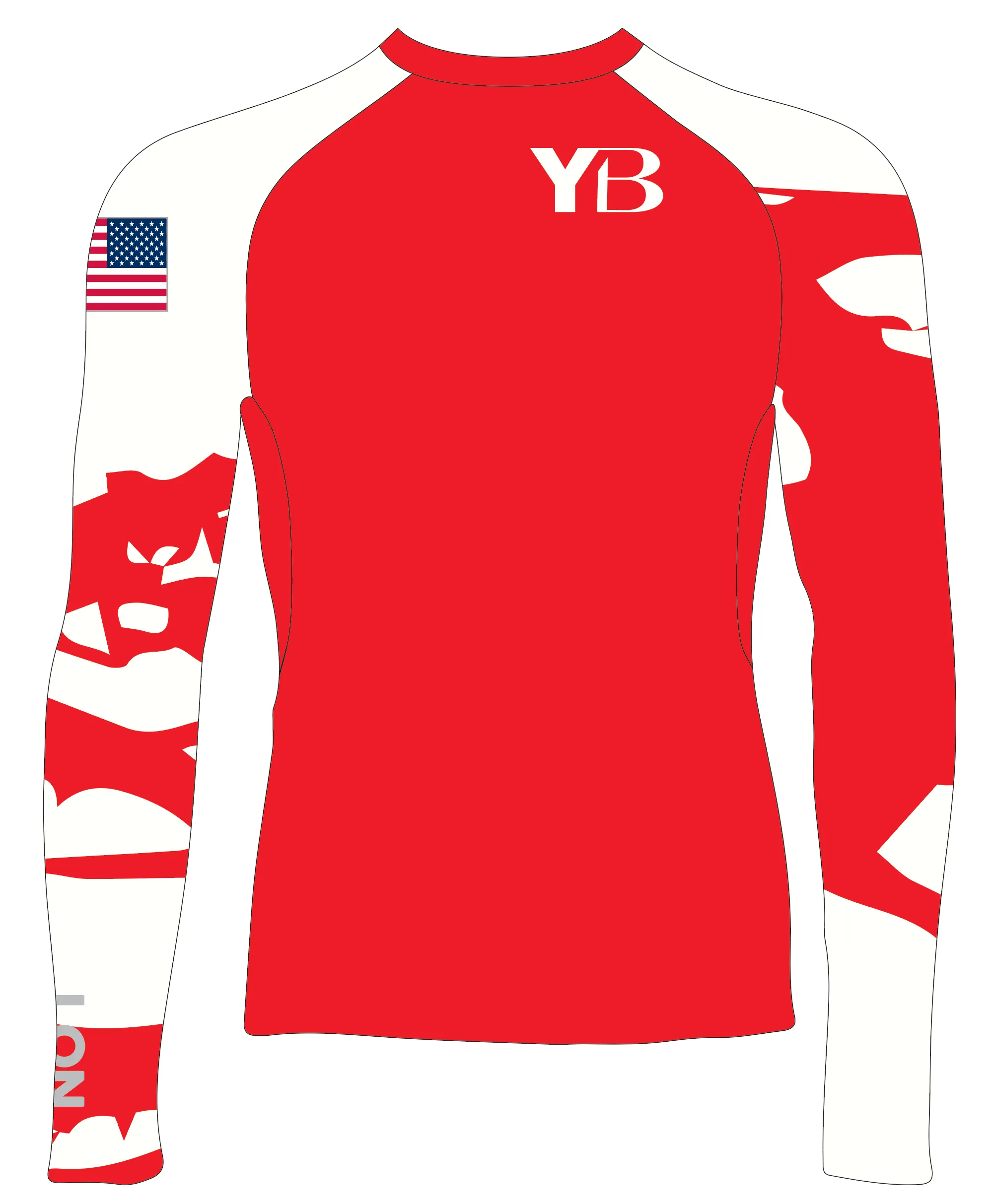 MEN RASH GUARD TOP LONG SLEEVE RED | J RACING