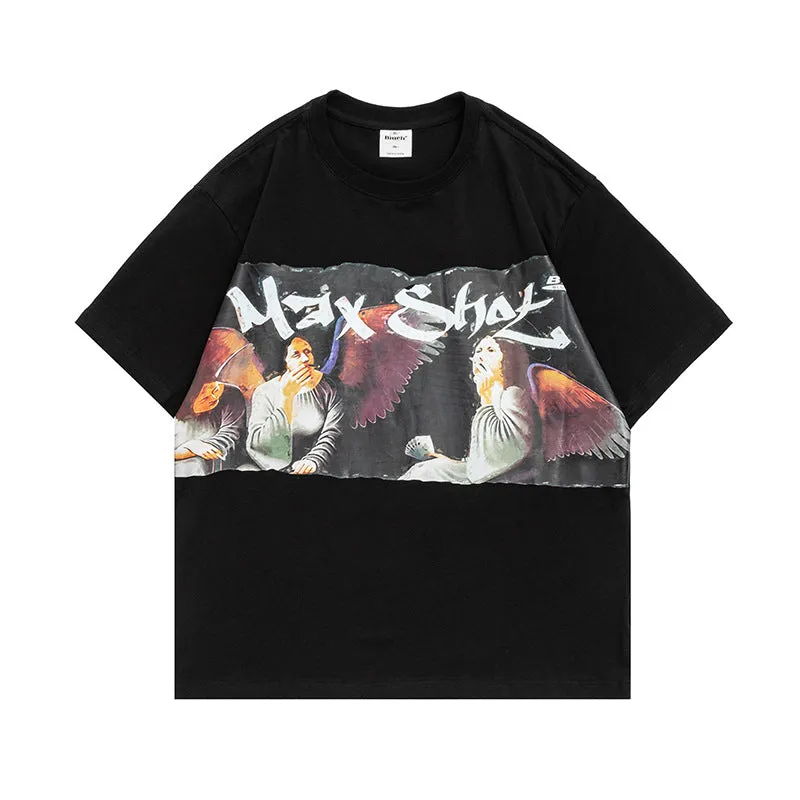 Men T-Shirt Summer Men's Printed T-shirt Casual Youth Bottoming Shirt
