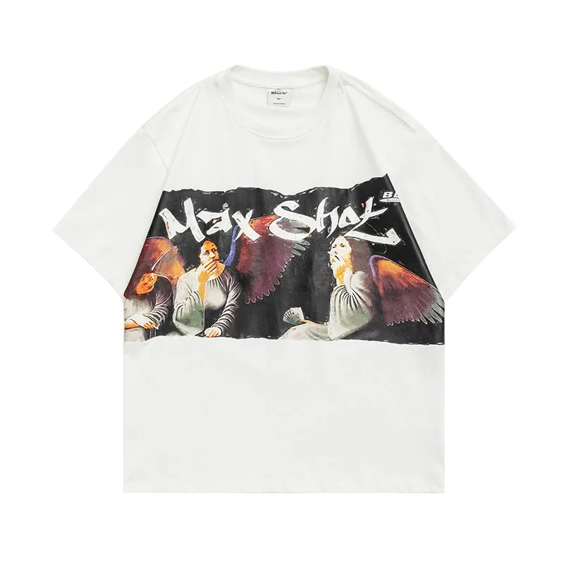 Men T-Shirt Summer Men's Printed T-shirt Casual Youth Bottoming Shirt