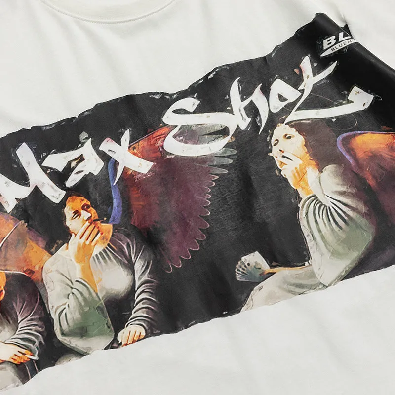 Men T-Shirt Summer Men's Printed T-shirt Casual Youth Bottoming Shirt