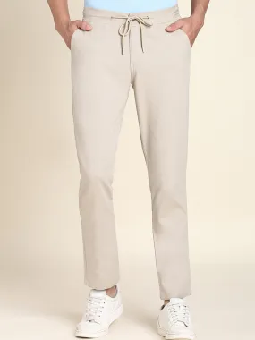 Men's Beige Solid Chino